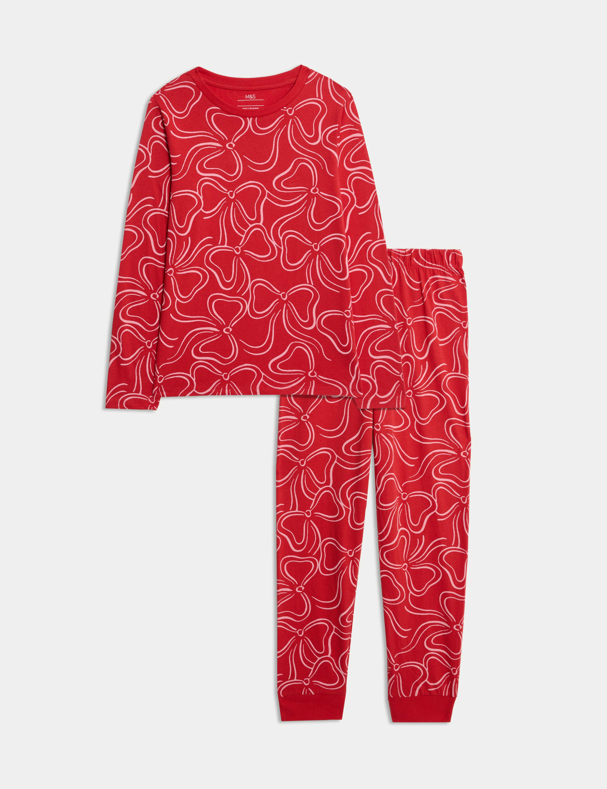 Pure Cotton Bow Print Pyjamas (12 Mths-16 Yrs)