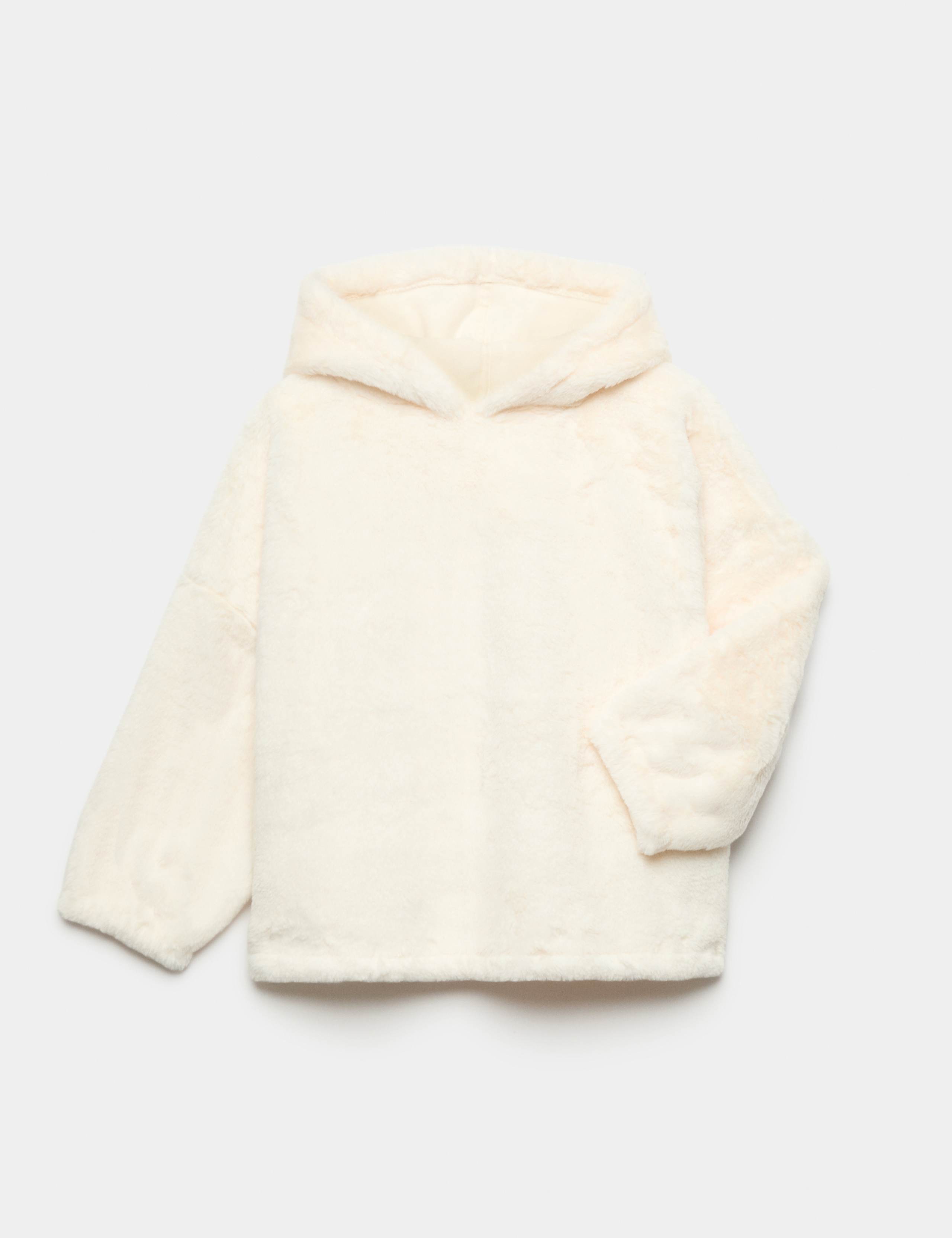 Kids' Fleece Cream Oversized Hoodie (6-16 Yrs)