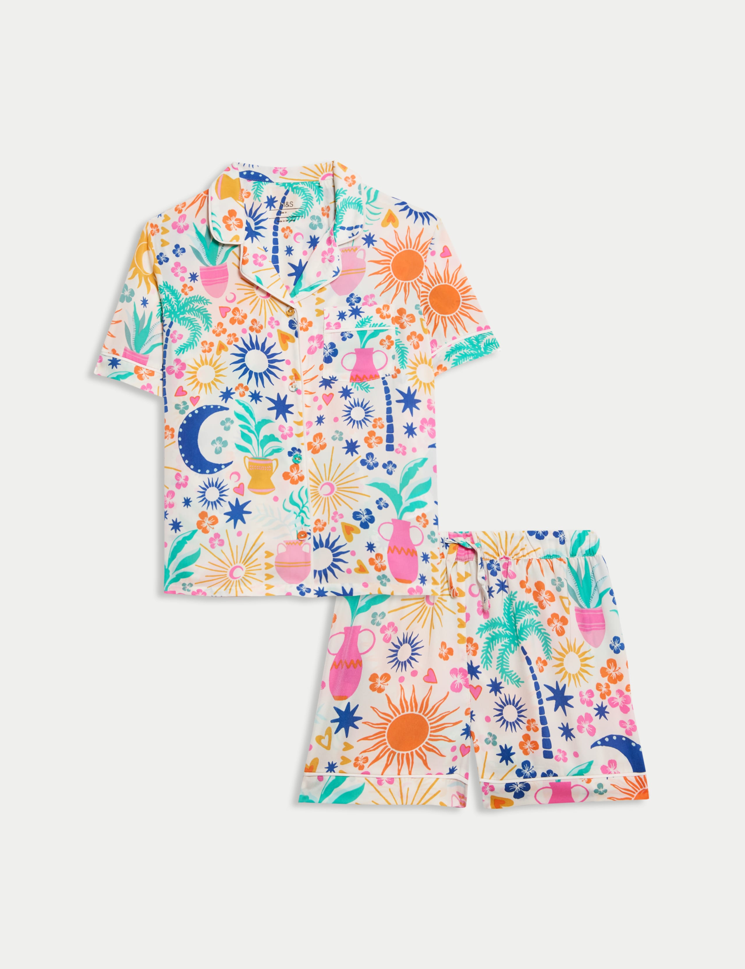 Satin Sun Print Pyjamas (3-16 Yrs)