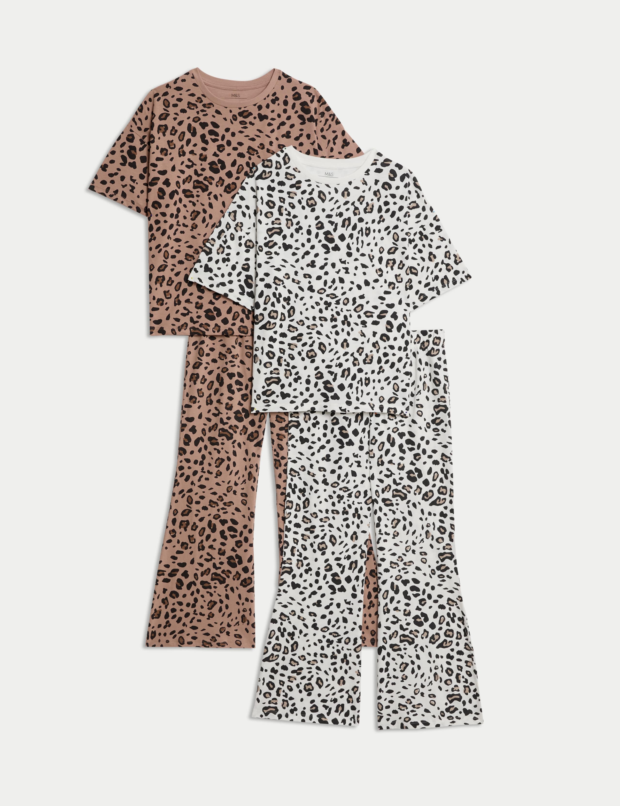 2pk Pure Cotton Leopard Print Pyjama Sets (1-16 Yrs)