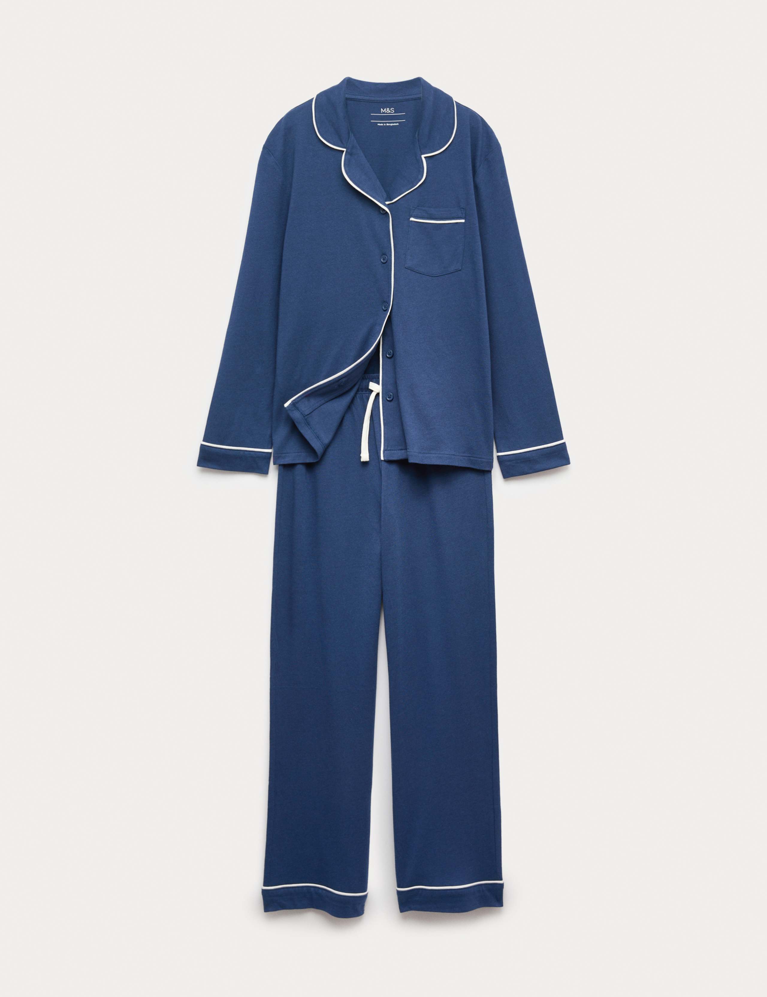 Cotton Modal Blend Piped Pyjamas (3-16 Yrs)