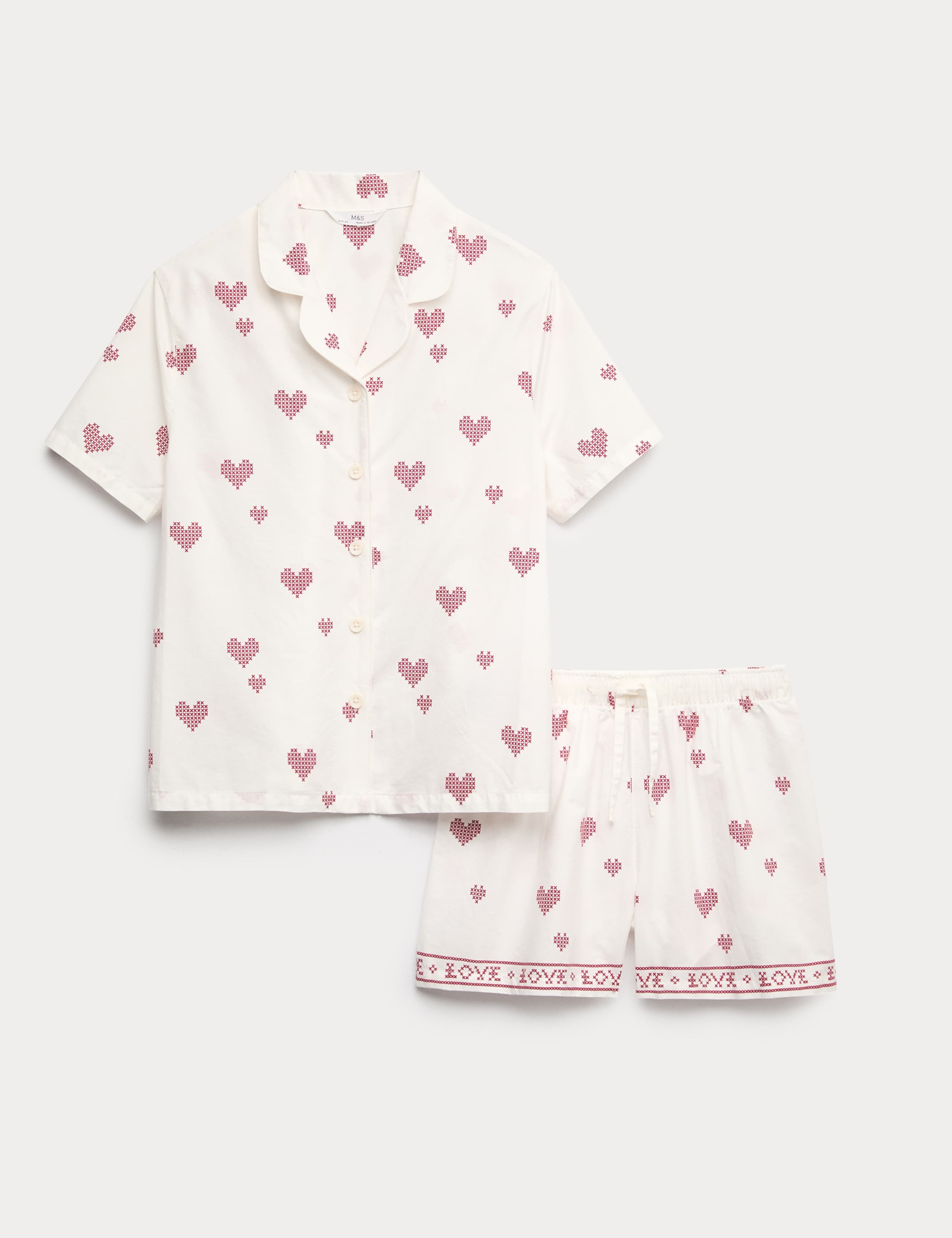 Pure Cotton Poplin Heart Revere Pyjamas (6-16 Years)