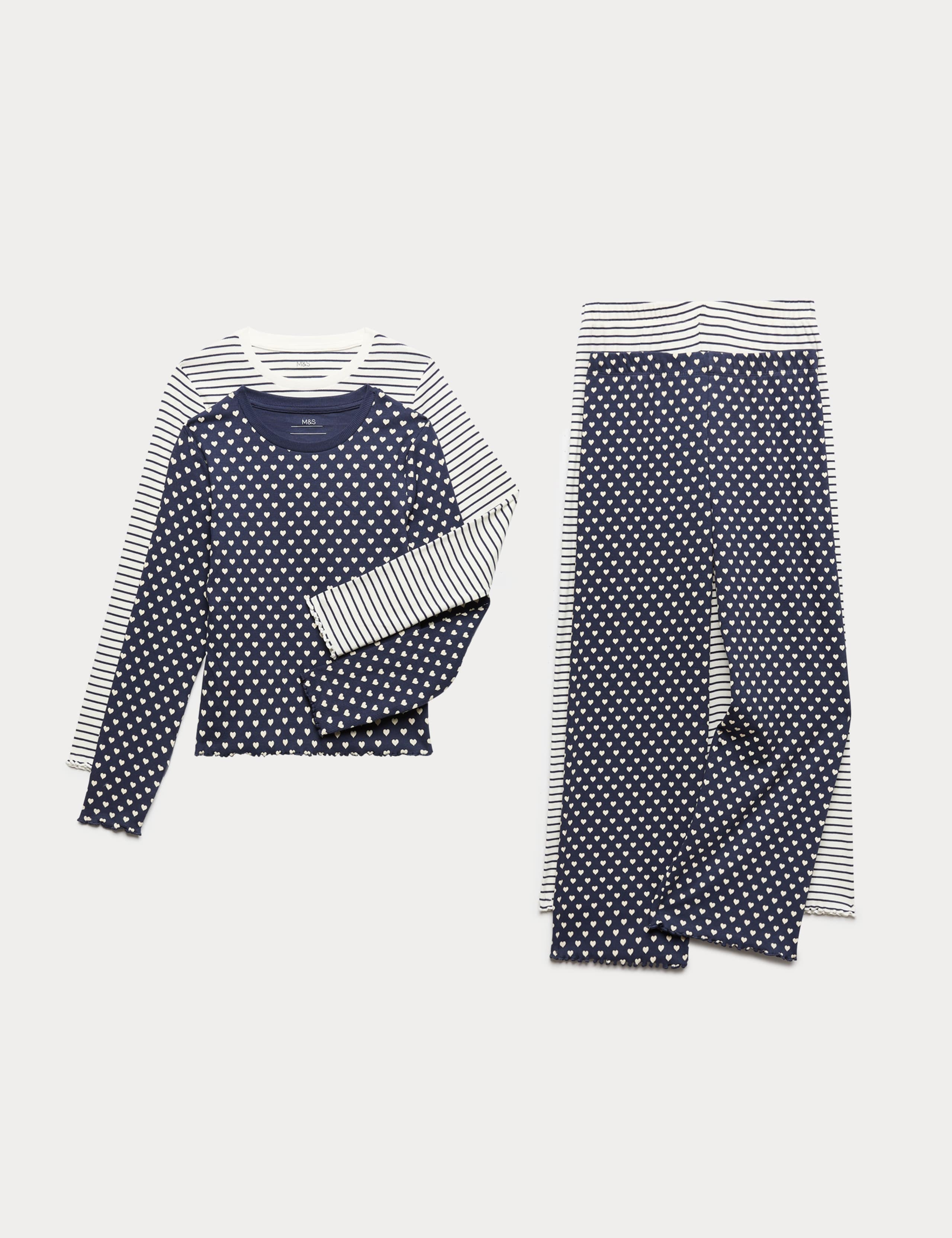 2 Pack Cotton Rich Printed Ribbed Pyjamas (6-16 Yrs)