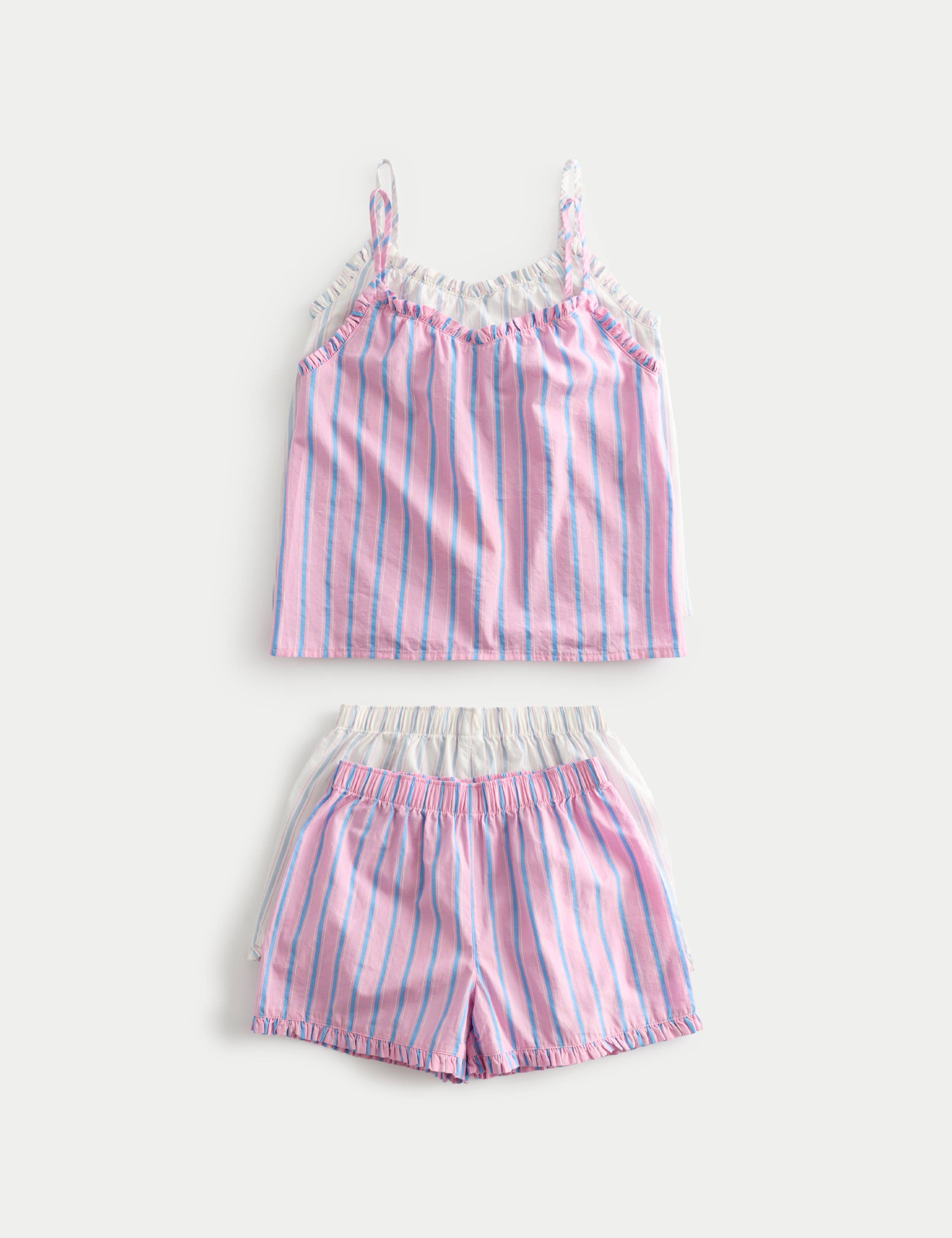Kids' 2 Pack Strappy Striped Short Pyjamas (6-16 Yrs)