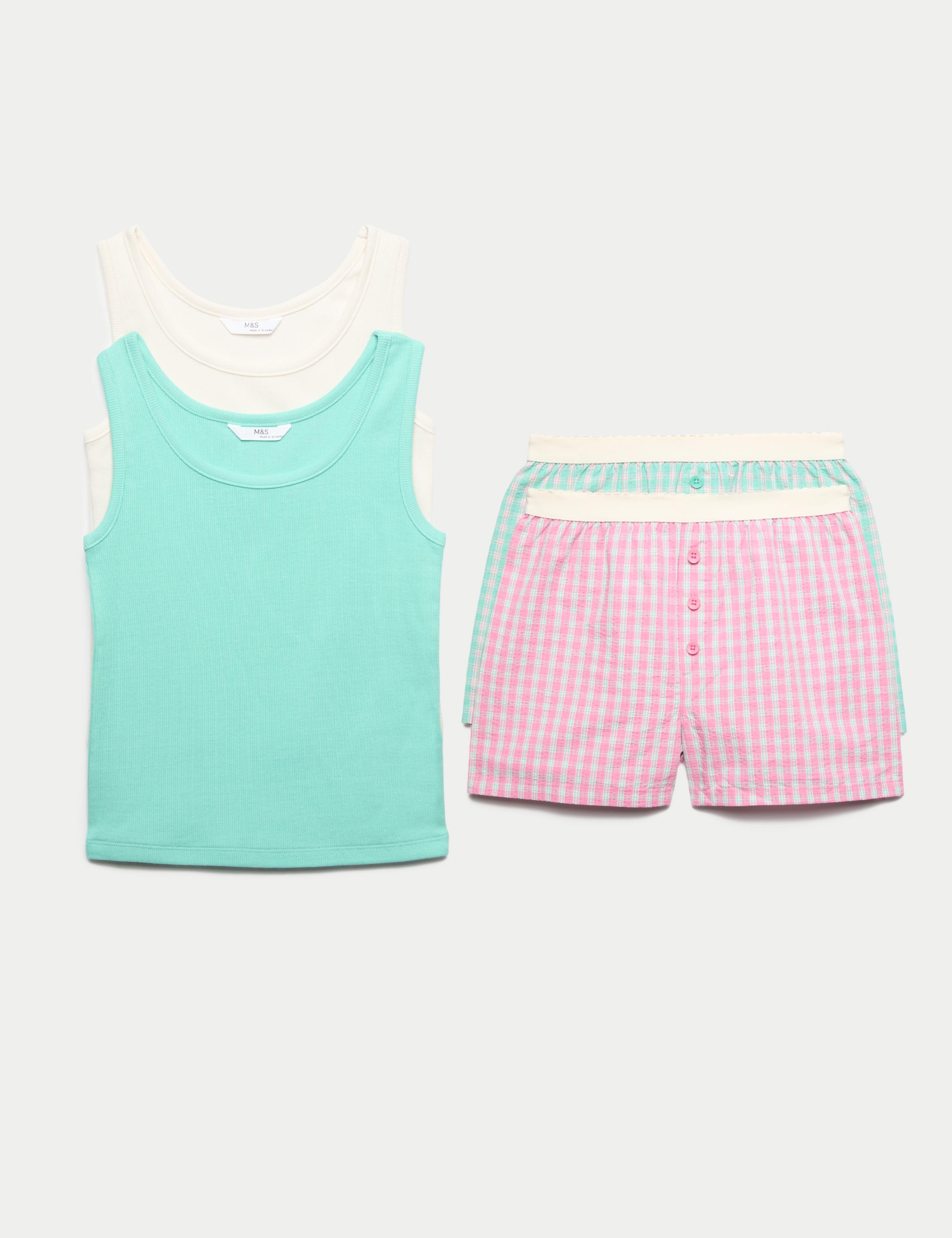 2 Pack Cotton Rich Patterned Short Pyjama Sets (6-16 Yrs)
