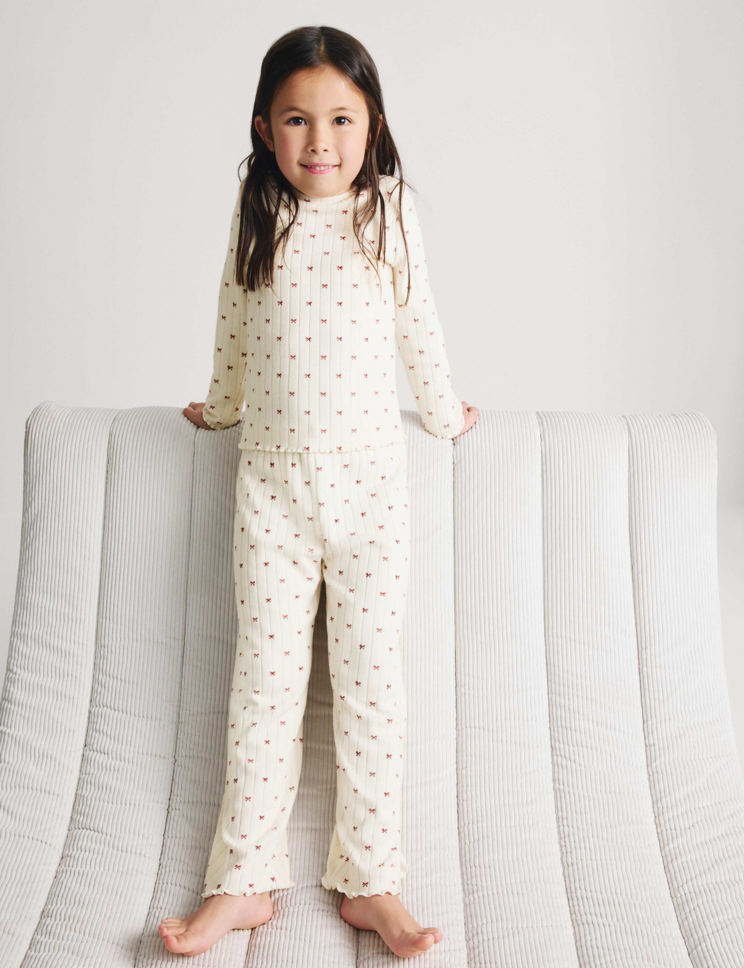 Cosy Ribbed Bow Pyjama Set (6-16 Yrs)