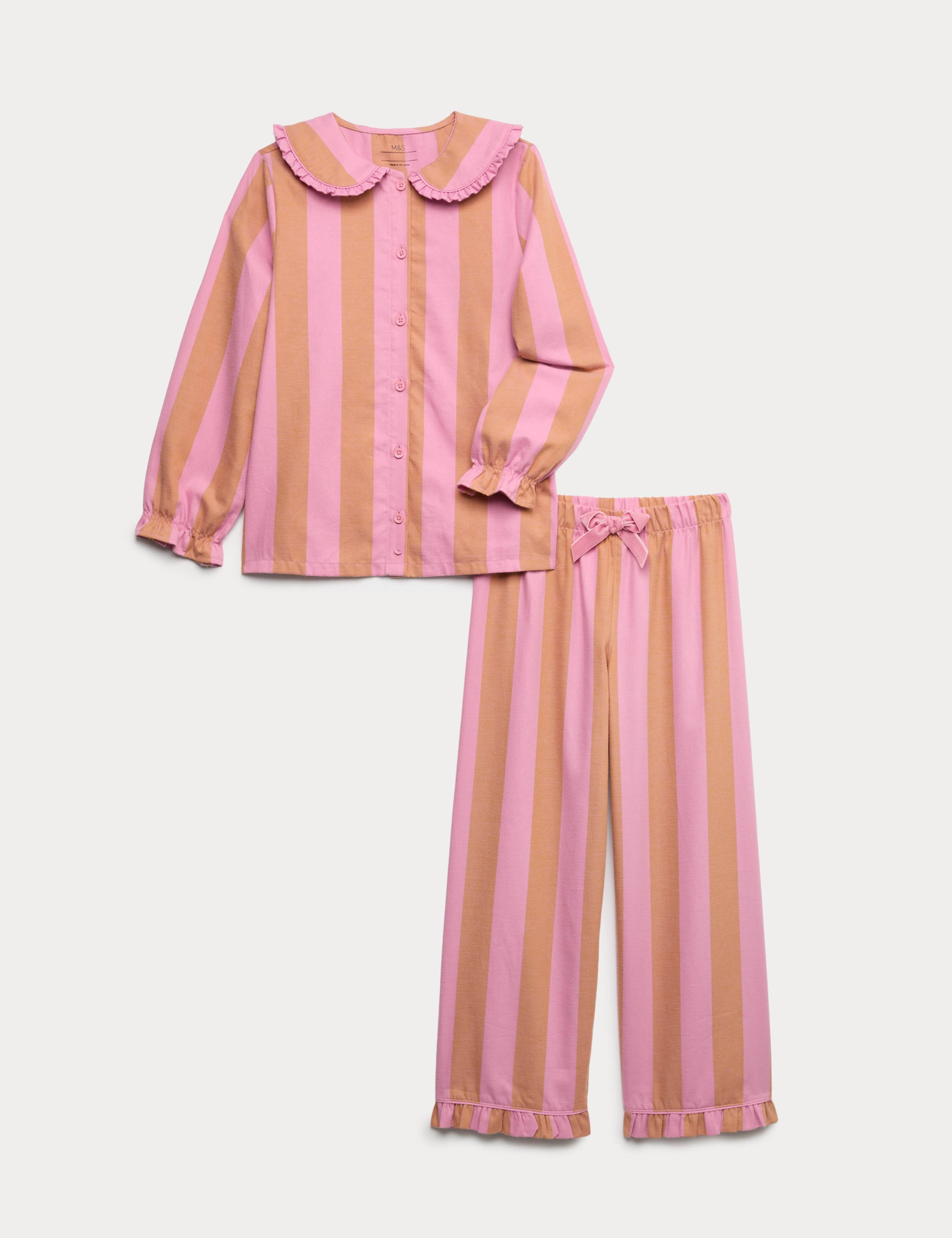 Pure Cotton Striped Revere Pyjama Set (1-16 Yrs)