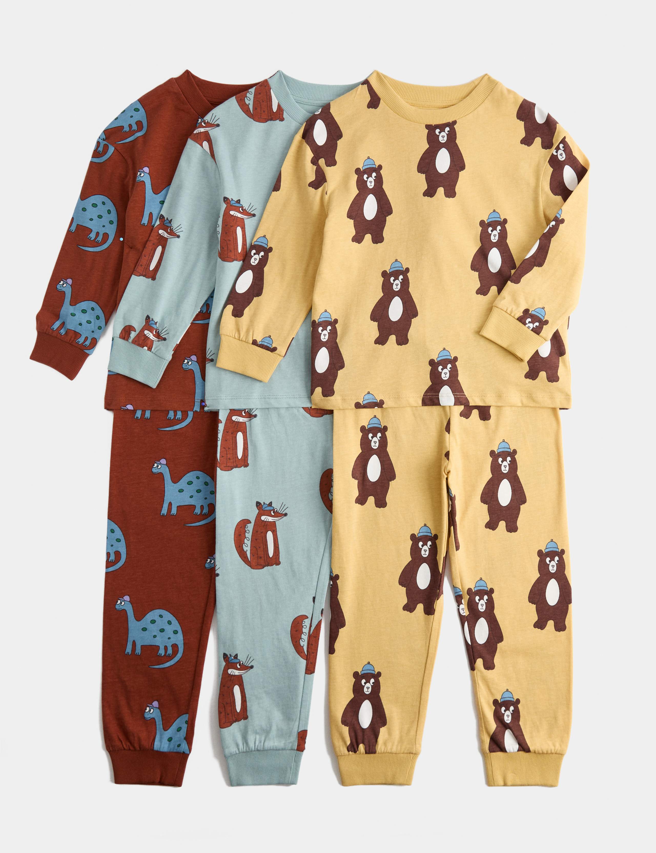 3 Pack Animal Print Pyjama Sets (1-8 Yrs)