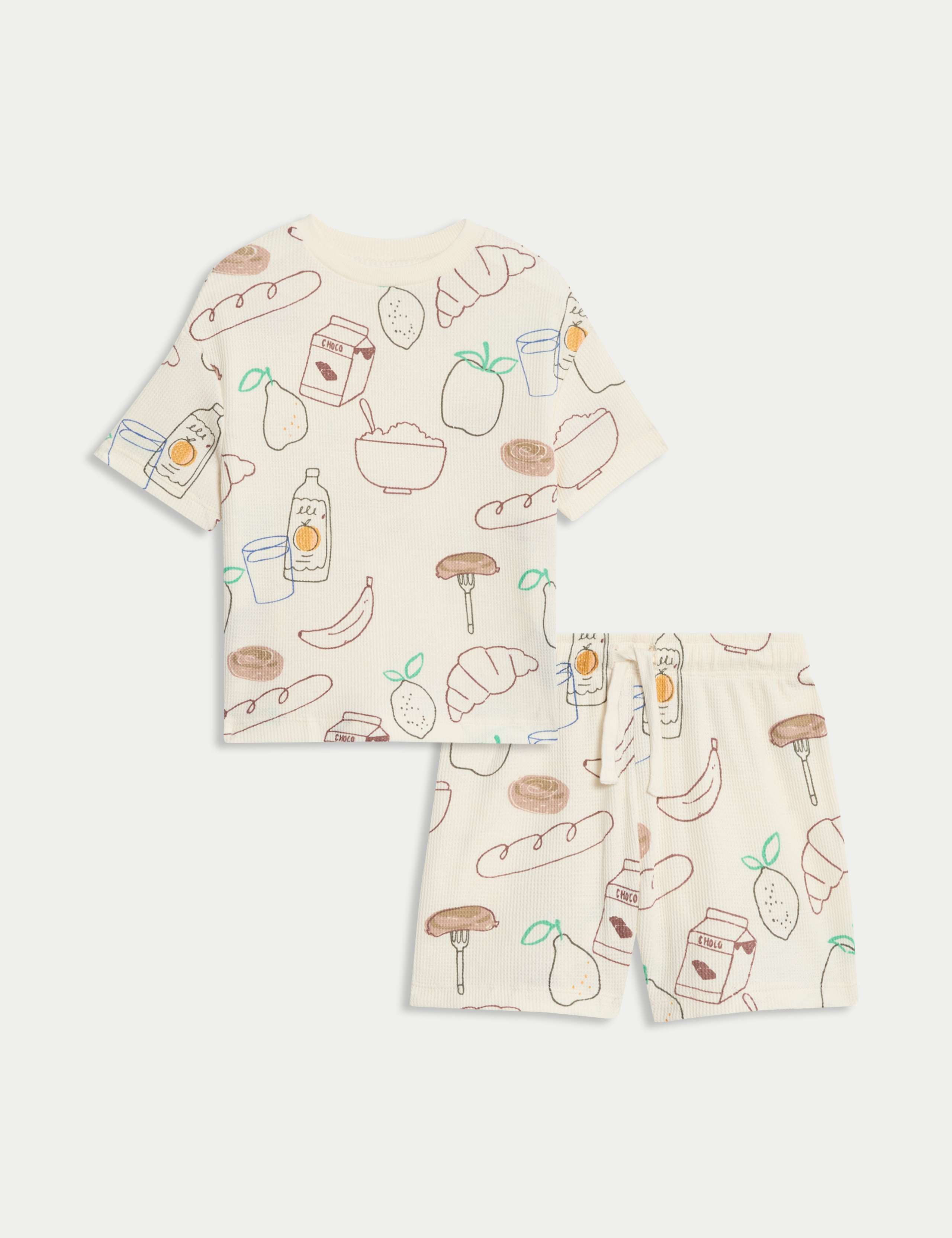 Cotton Blend Waffle Breakfast Pyjamas (1-16 Yrs)