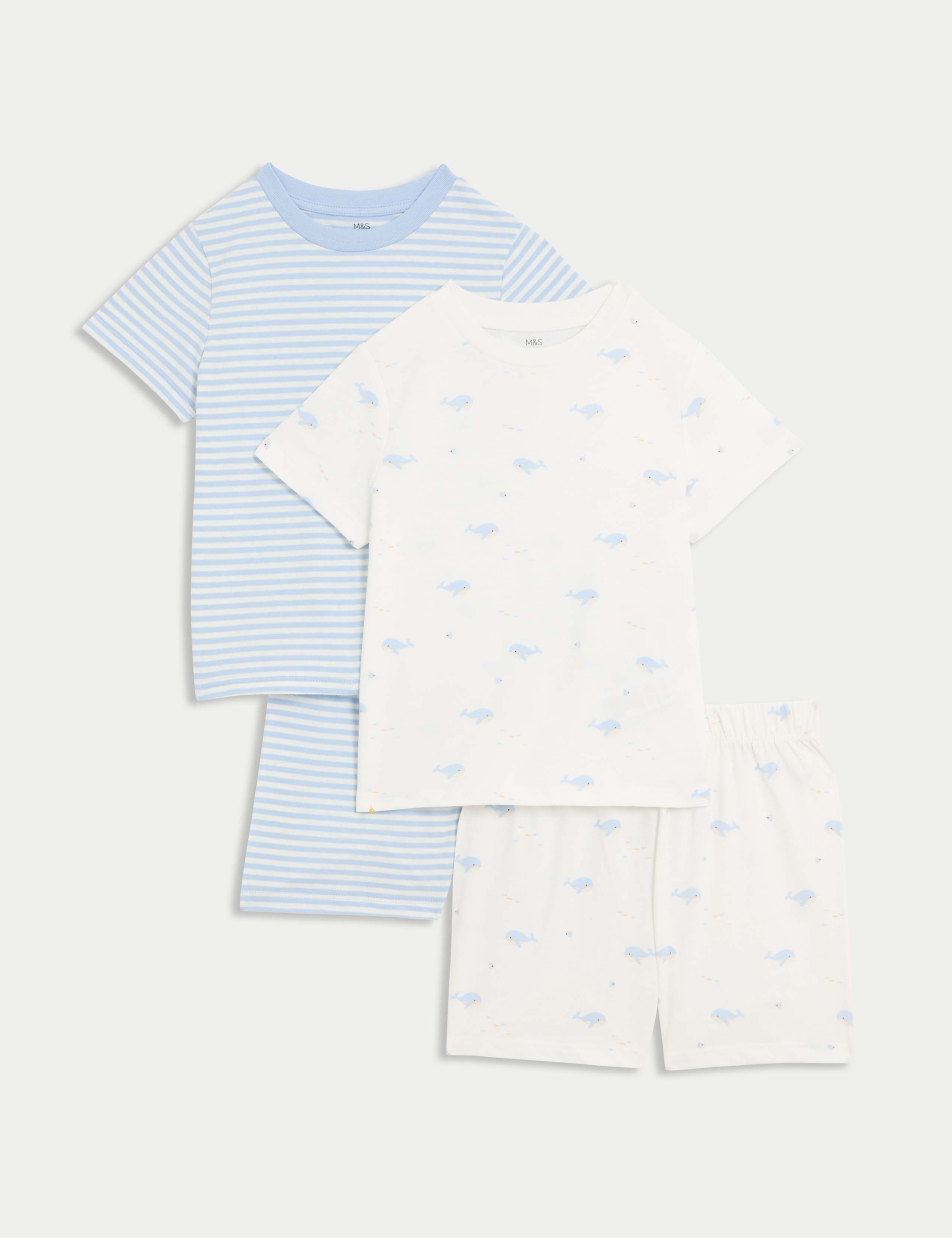 2pk Pure Cotton Whale Pyjamas (9 Mths-8 Yrs)