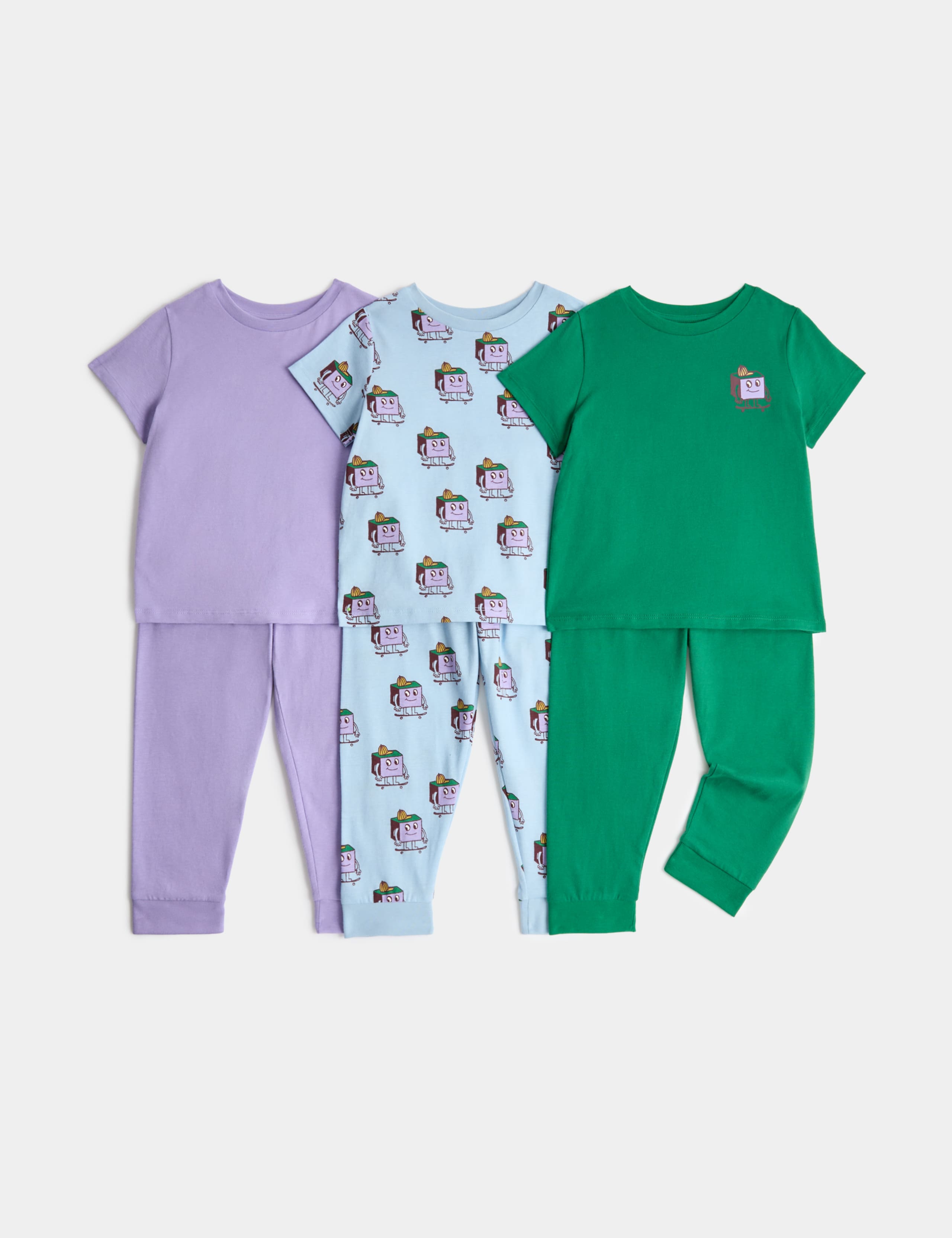 3 Pack Pure Cotton Pyjama Sets (1-8 Yrs)