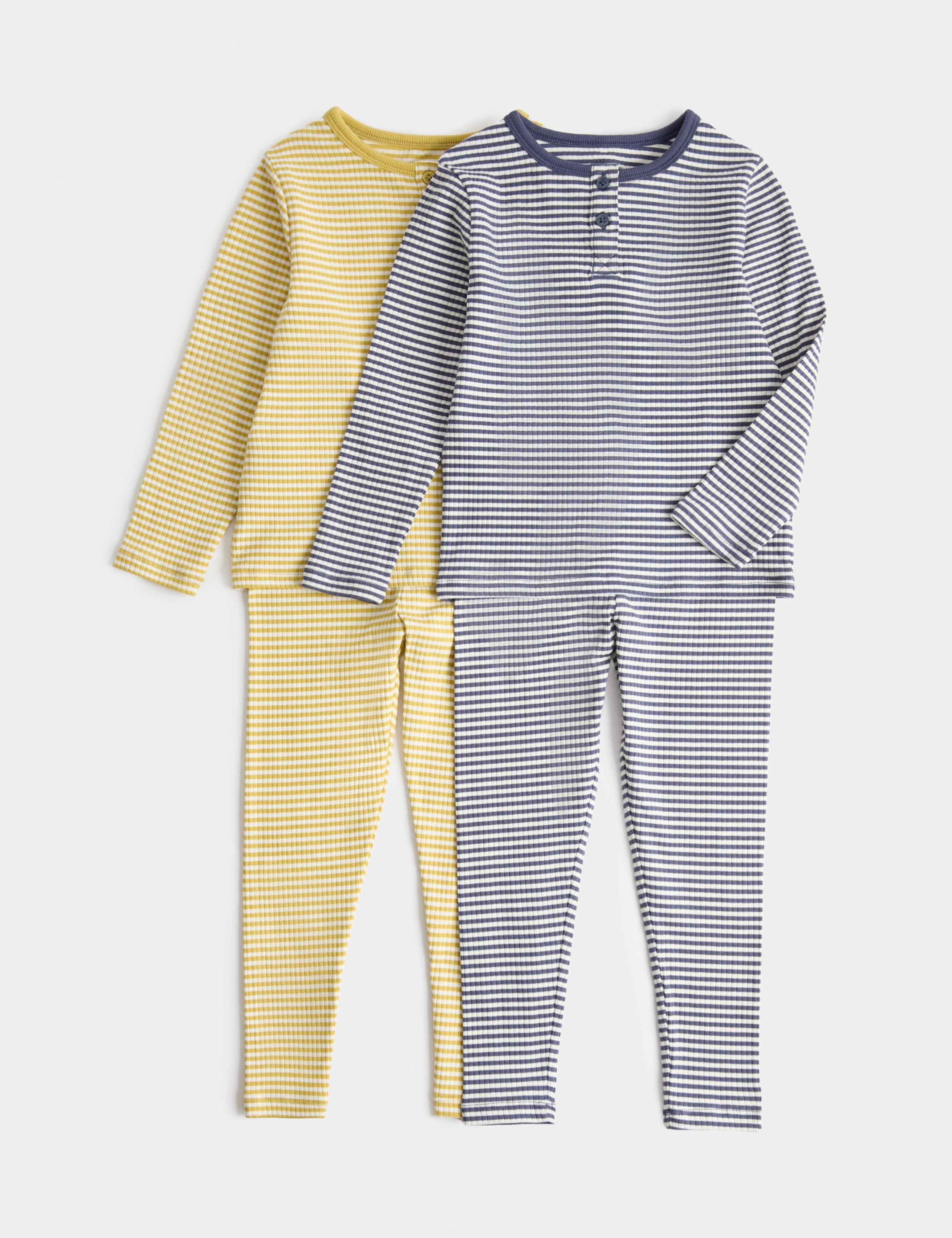 2 Pack Sleepy Time Striped Ribbed Pyjama Sets (9 Mths - 8 Yrs)