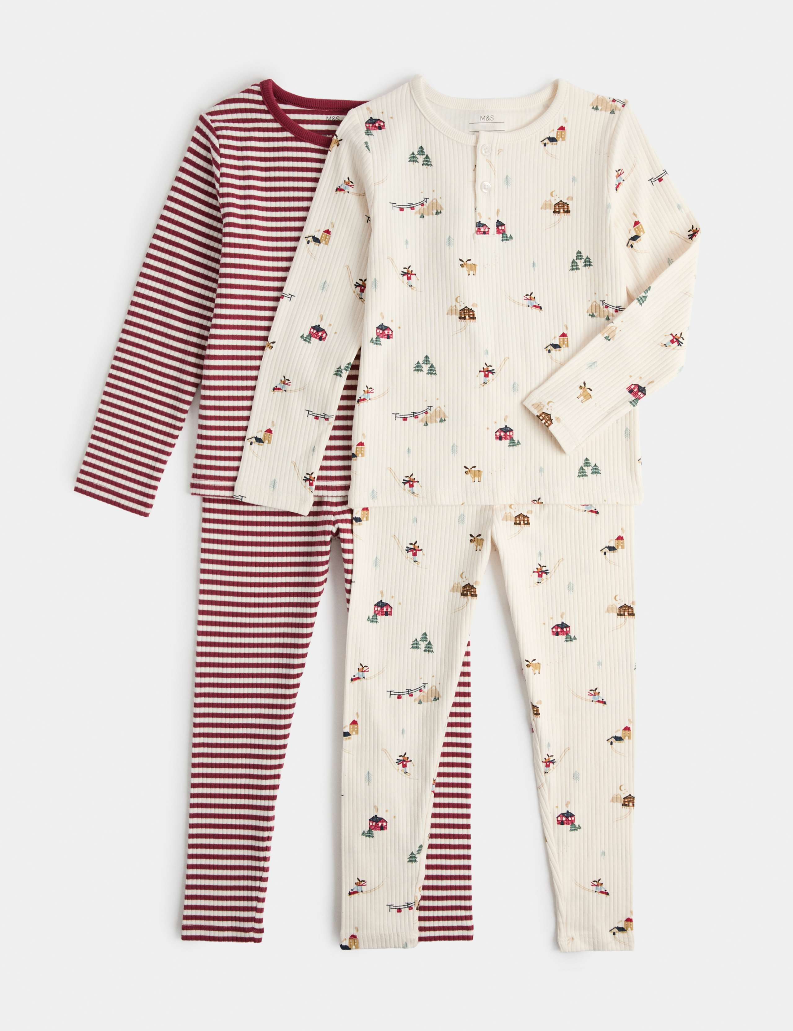 2 Pack Cotton Rich Striped Pyjama Set