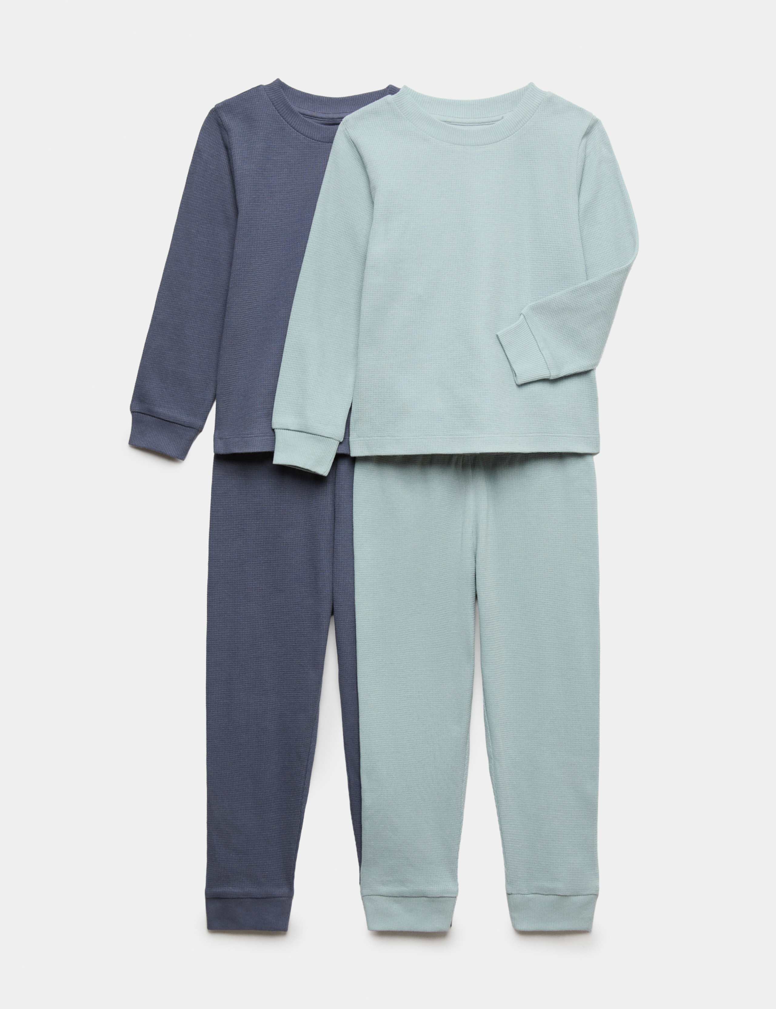 2 Pack Pure Cotton Waffle Pyjama Sets (1-8 Yrs)