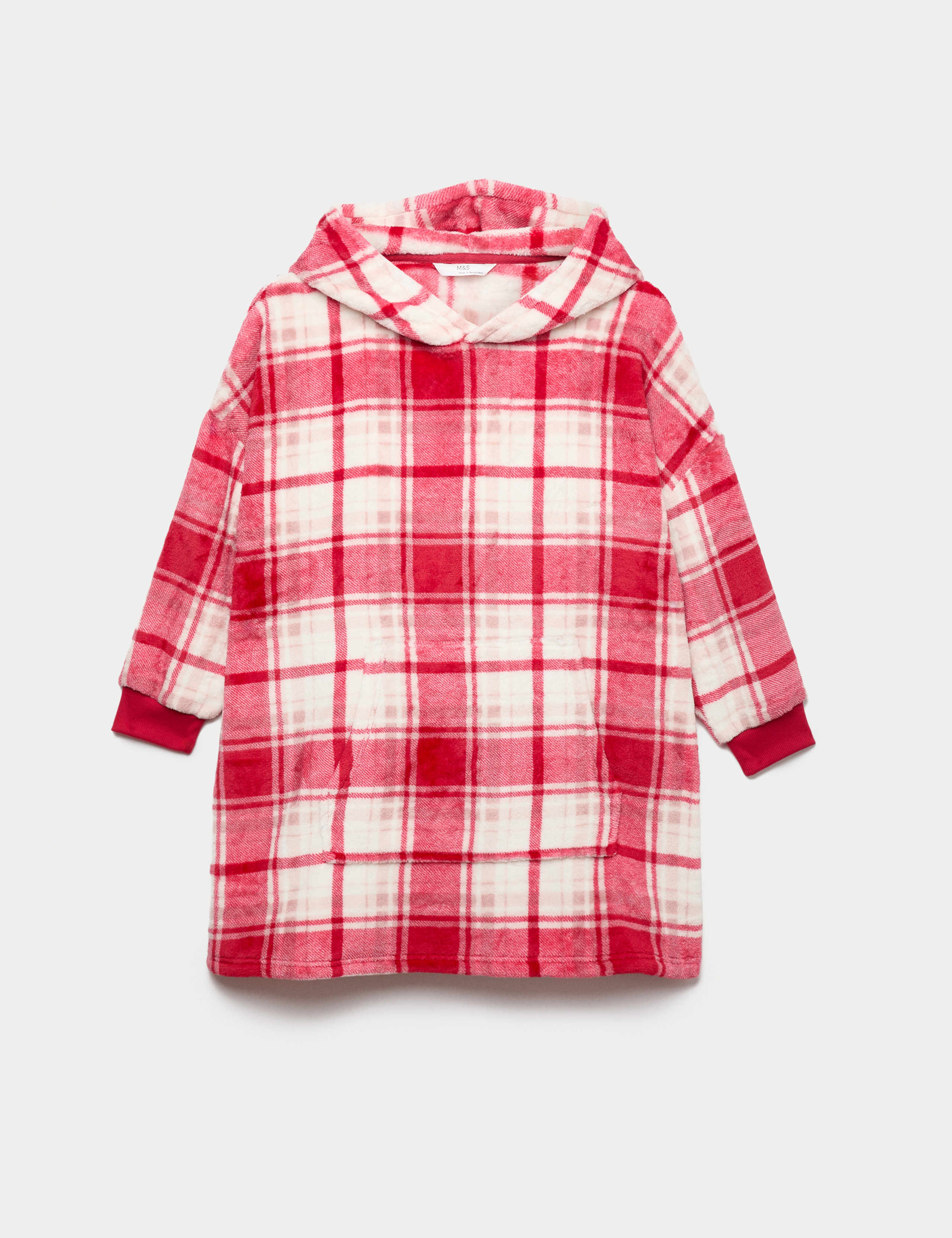 Borg Checked Oversized Hoodie (3-12 Yrs)