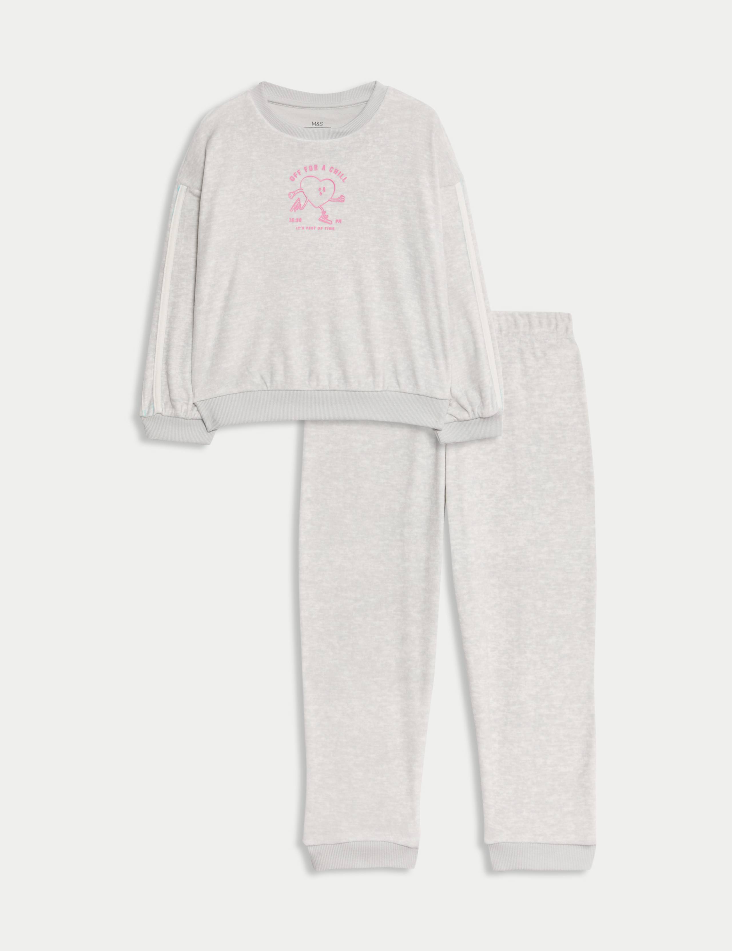 KIDS VELOUR SLOGAN PYJAMA