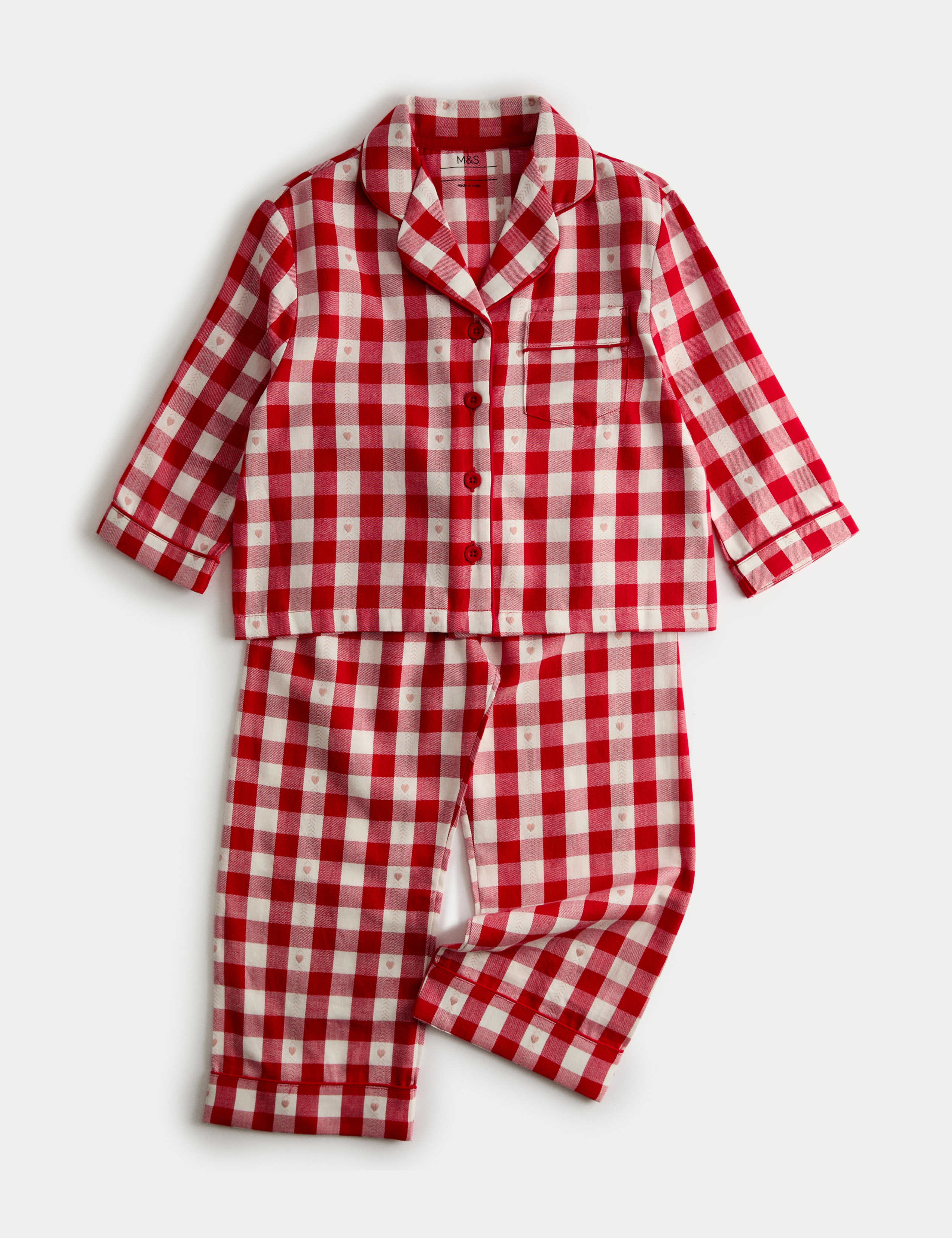 Pure Cotton Gingham Revere Pyjamas (1-16 Yrs)