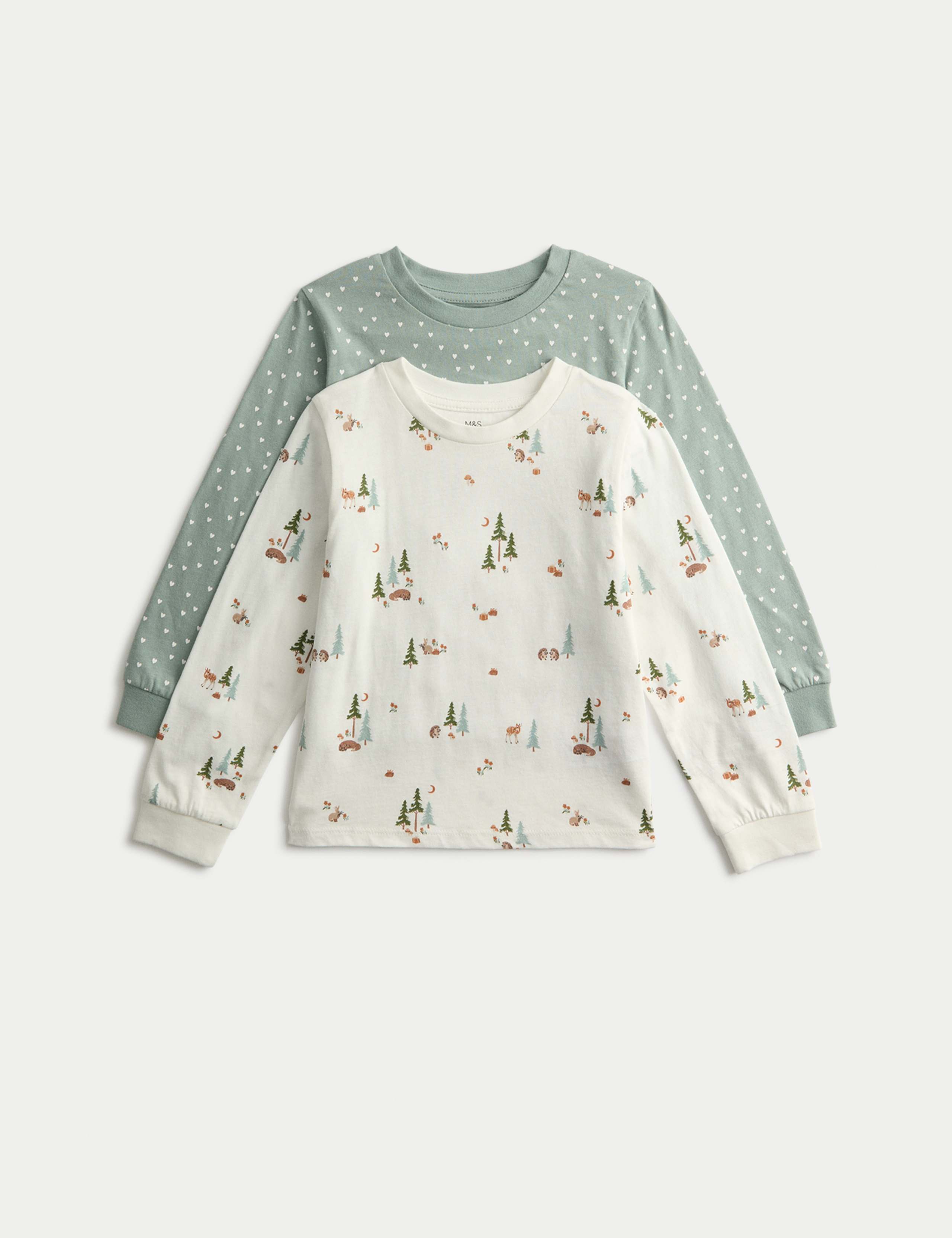 2pk Pure Cotton Woodland Pyjama Sets (1-8 Yrs)