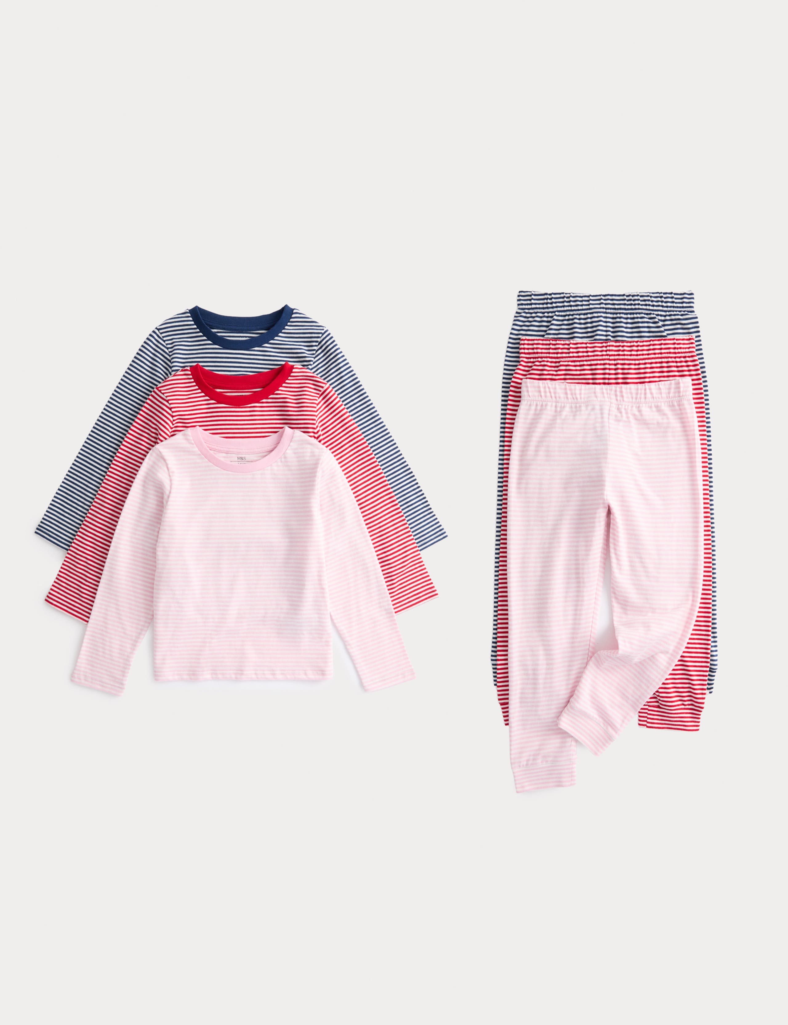 3pk Pure Cotton Striped Pyjama Sets (1-8 Yrs)