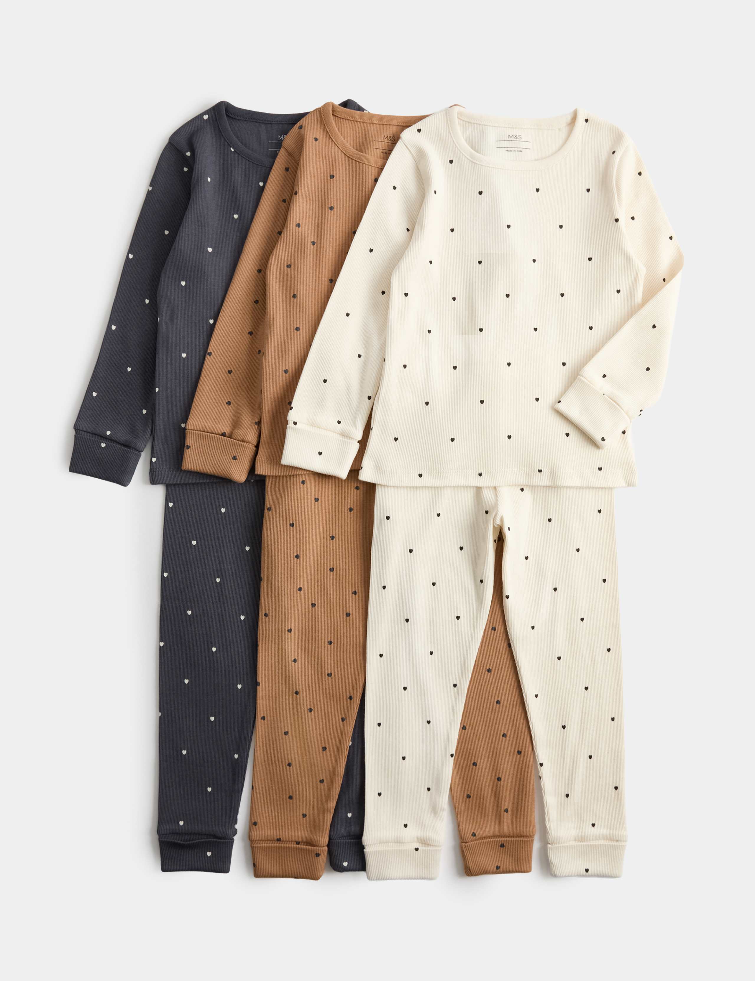 3 Pack Cotton Rich Heart Pyjama Sets (12 Mths-8 Yrs)