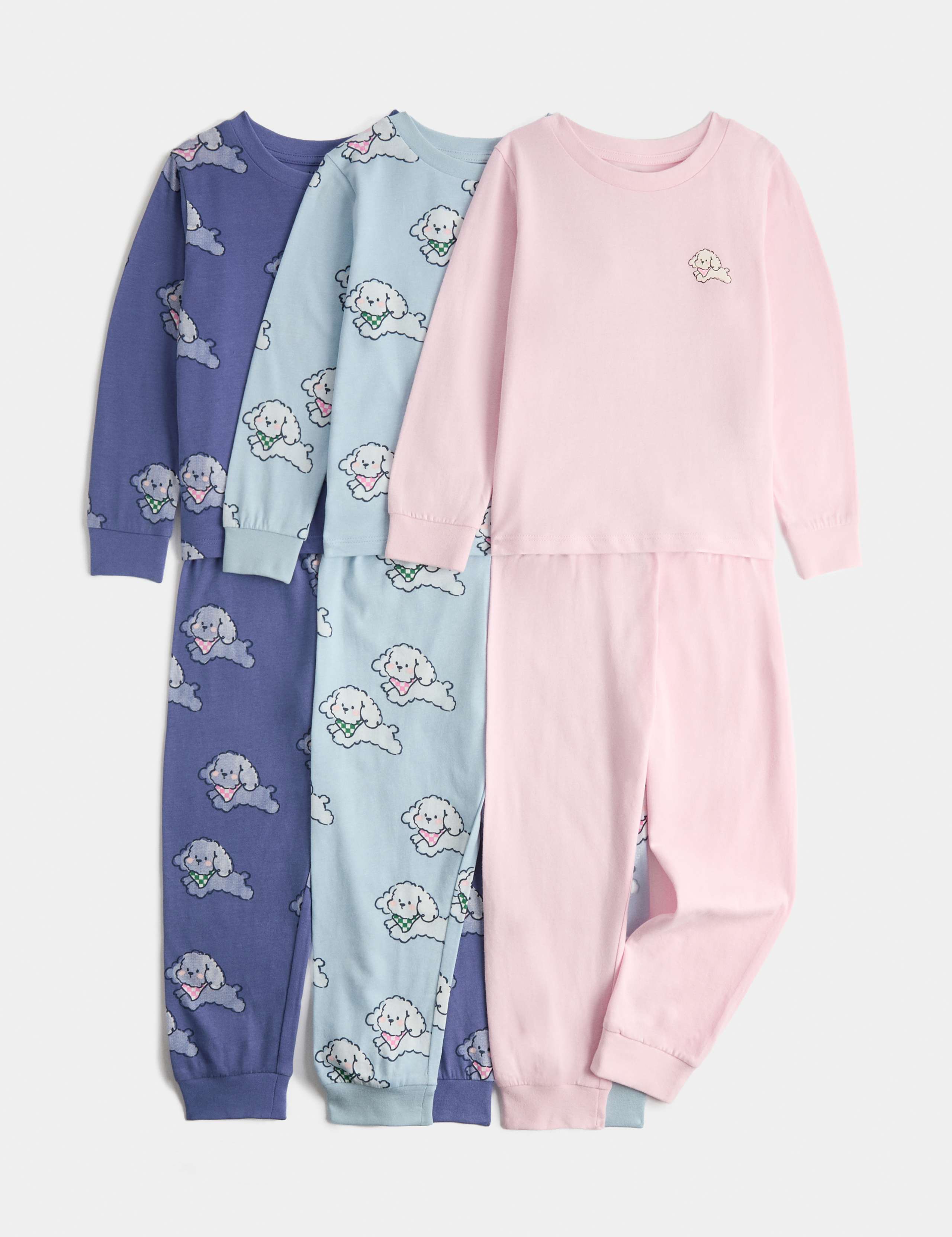 3 Pack Pure Cotton Dog Pyjamas (1-8 Yrs)