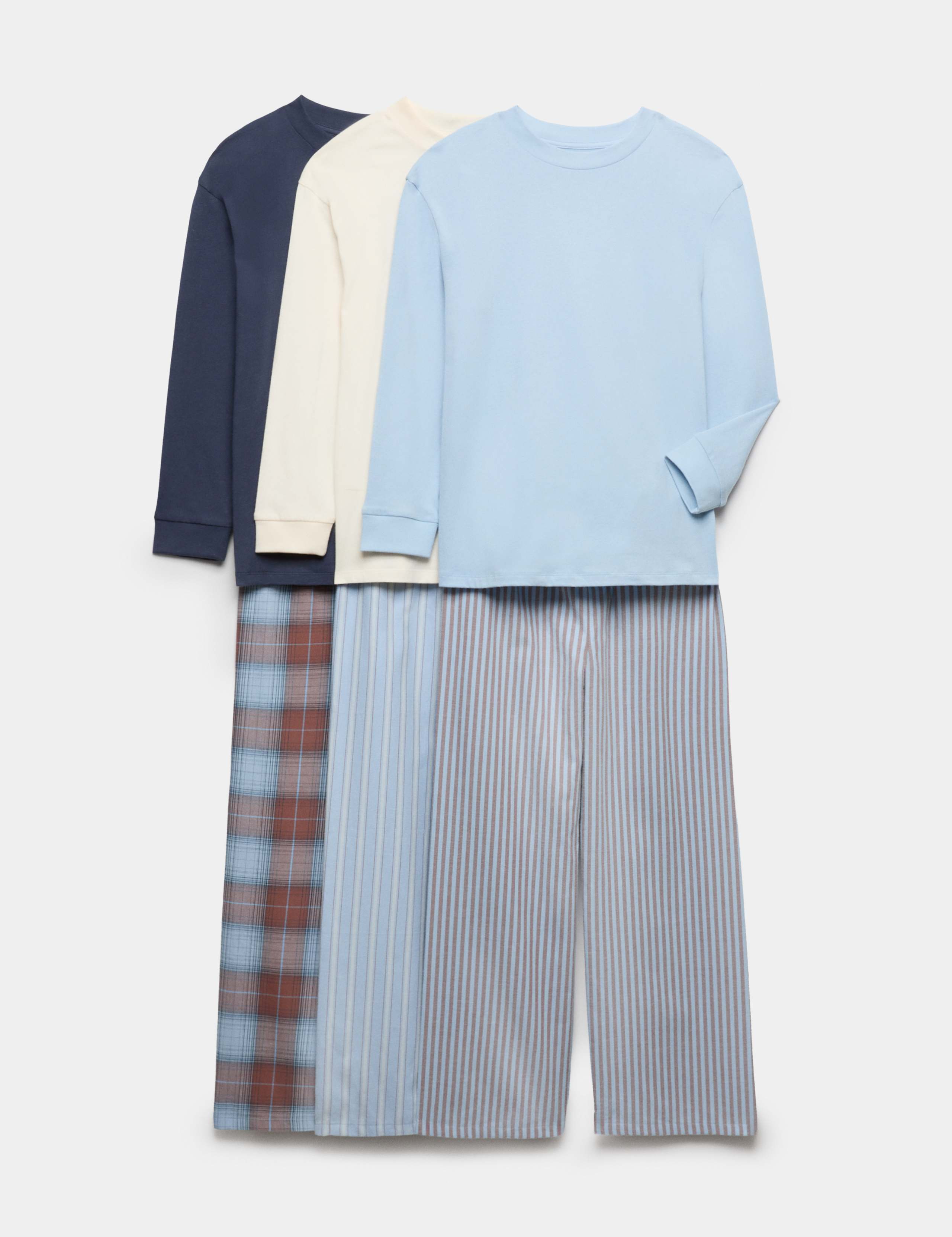 3 Pack Checked Striped Pyjama Sets (6-16 Yrs)