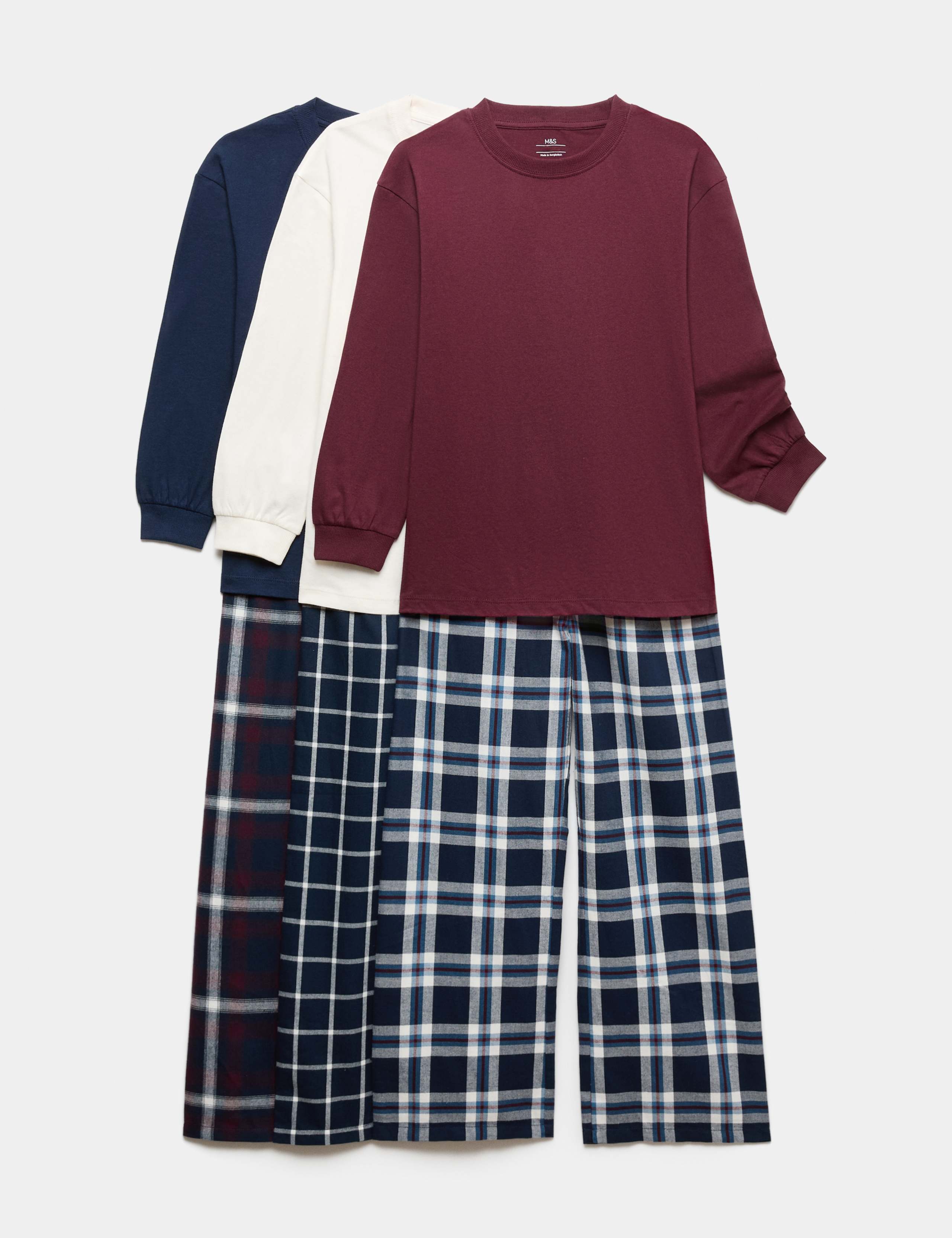 Checked 3 Pack Cotton Pyjama Set