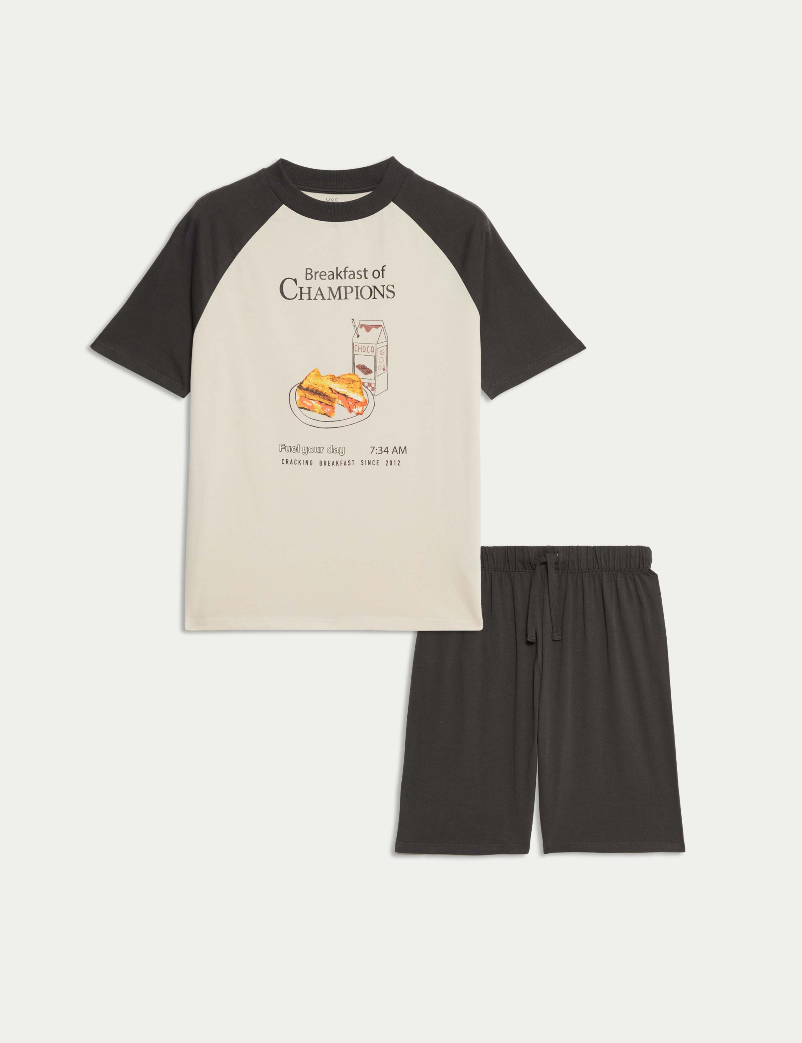 Pure Cotton Breakfast Graphic Short Pyjamas (6-16 Yrs)