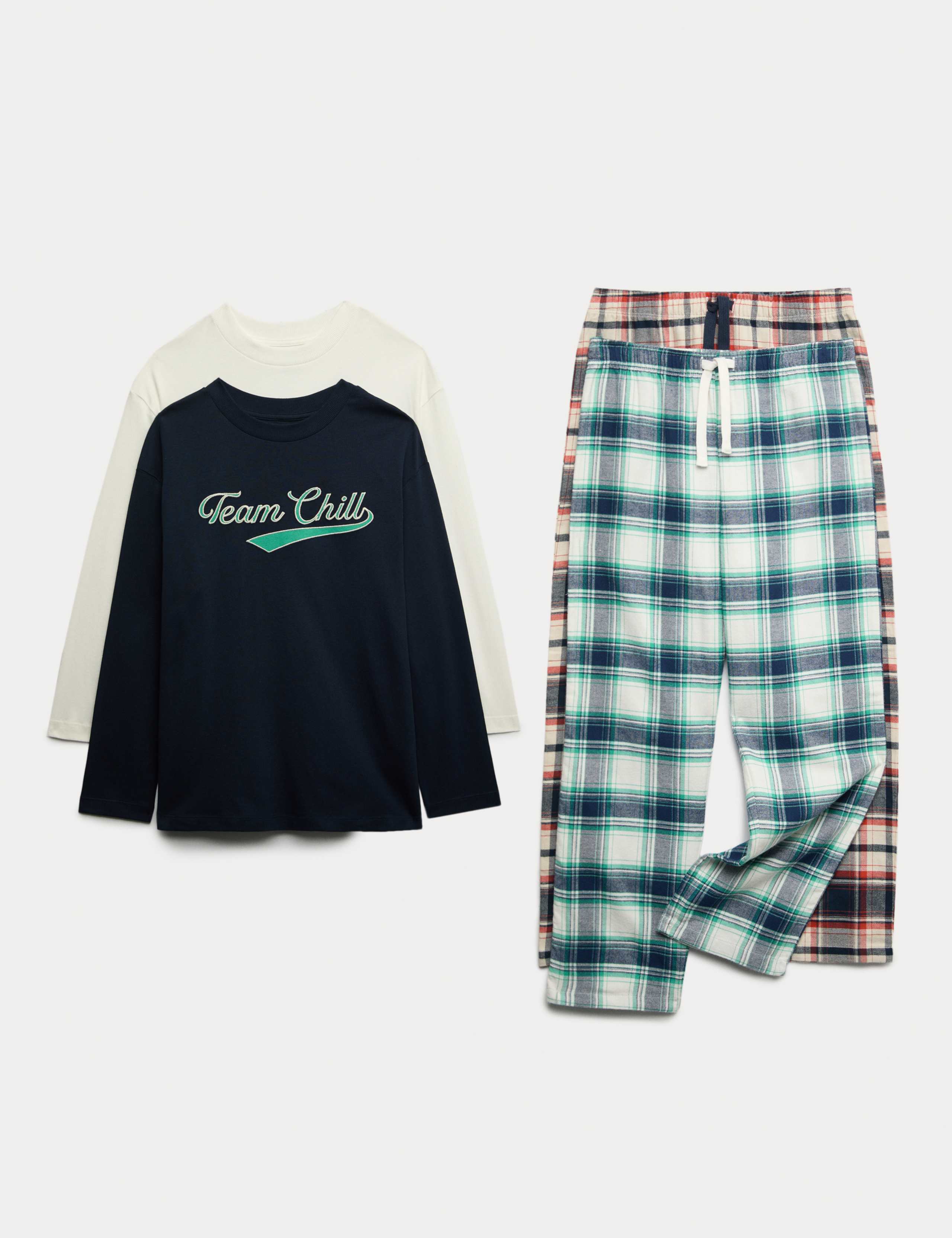 2pk Pure Cotton Graphic Checked Pyjama Sets (6-16 Yrs)