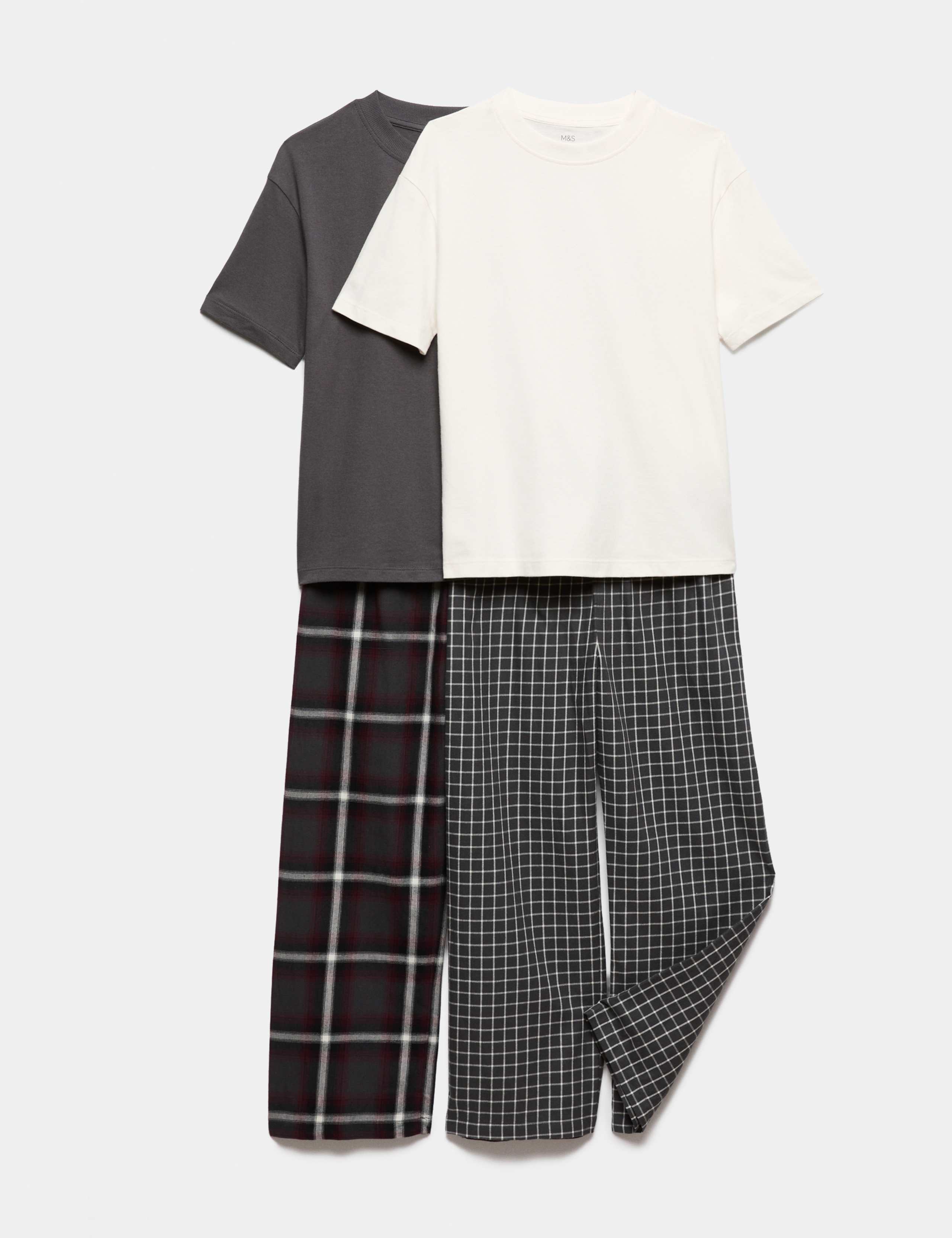 2 Pack Pure Cotton Checked Pyjama Sets (6-16 Yrs)