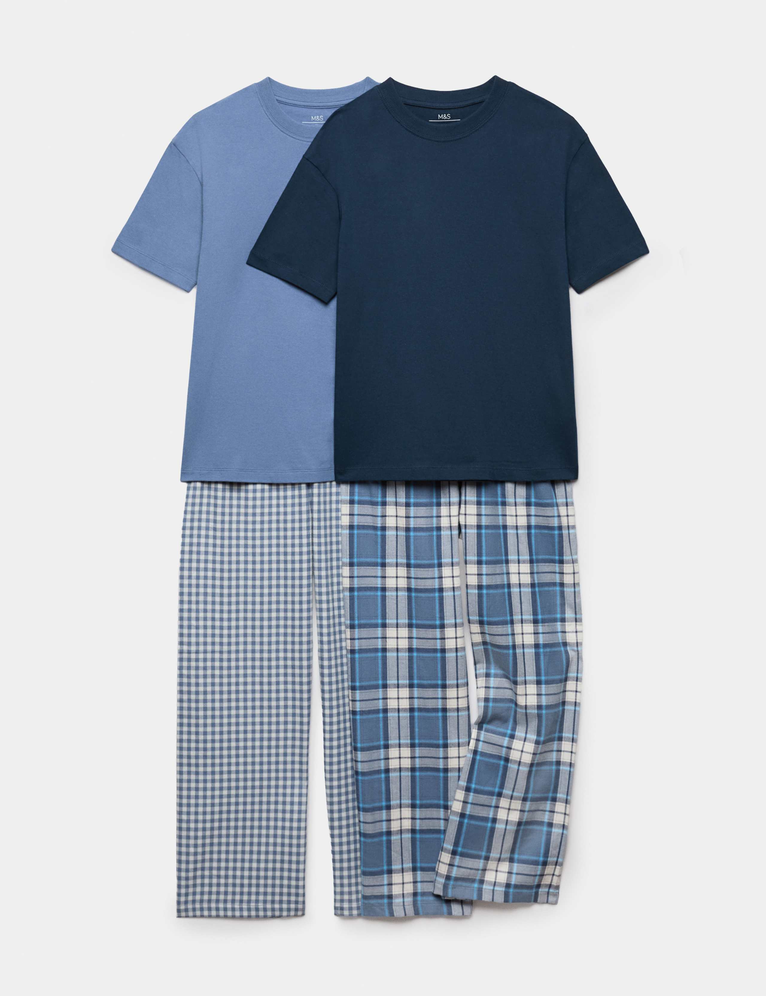 2 Pack Checked & Striped Pyjama Sets (6-16 Yrs)