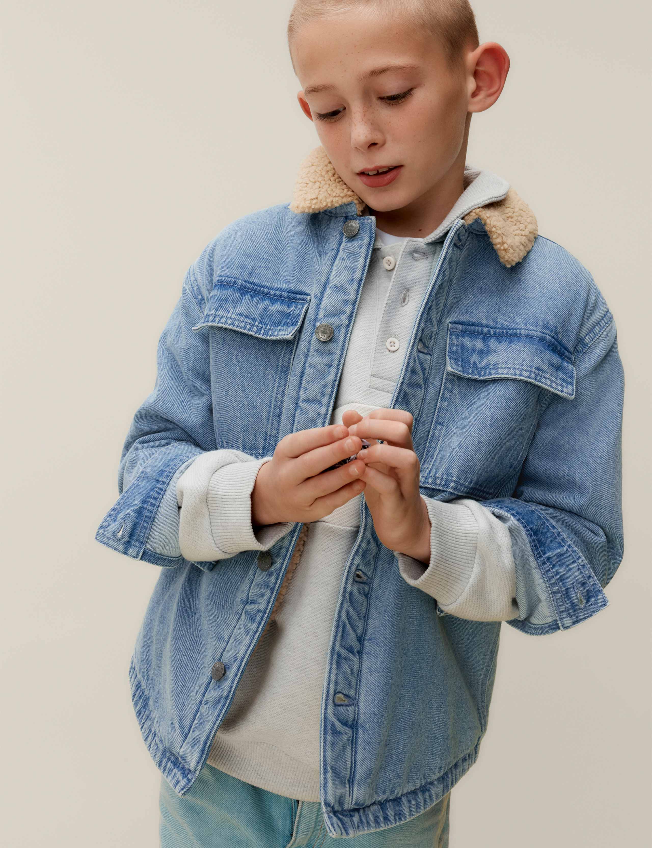 Denim Borg Lined Shacket (2-16 Yrs)