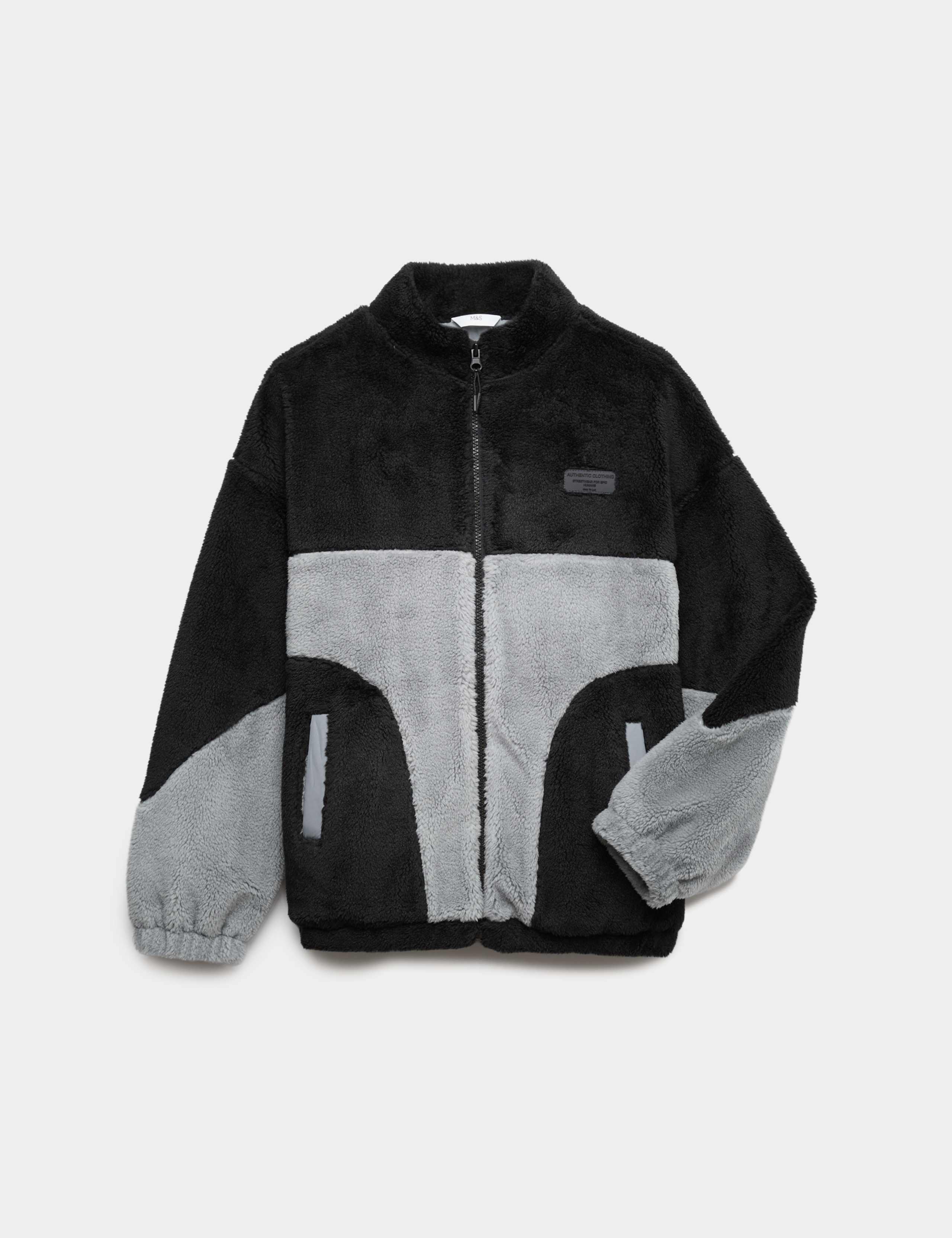 Borg Colour Block Coat (6-16 Yrs)