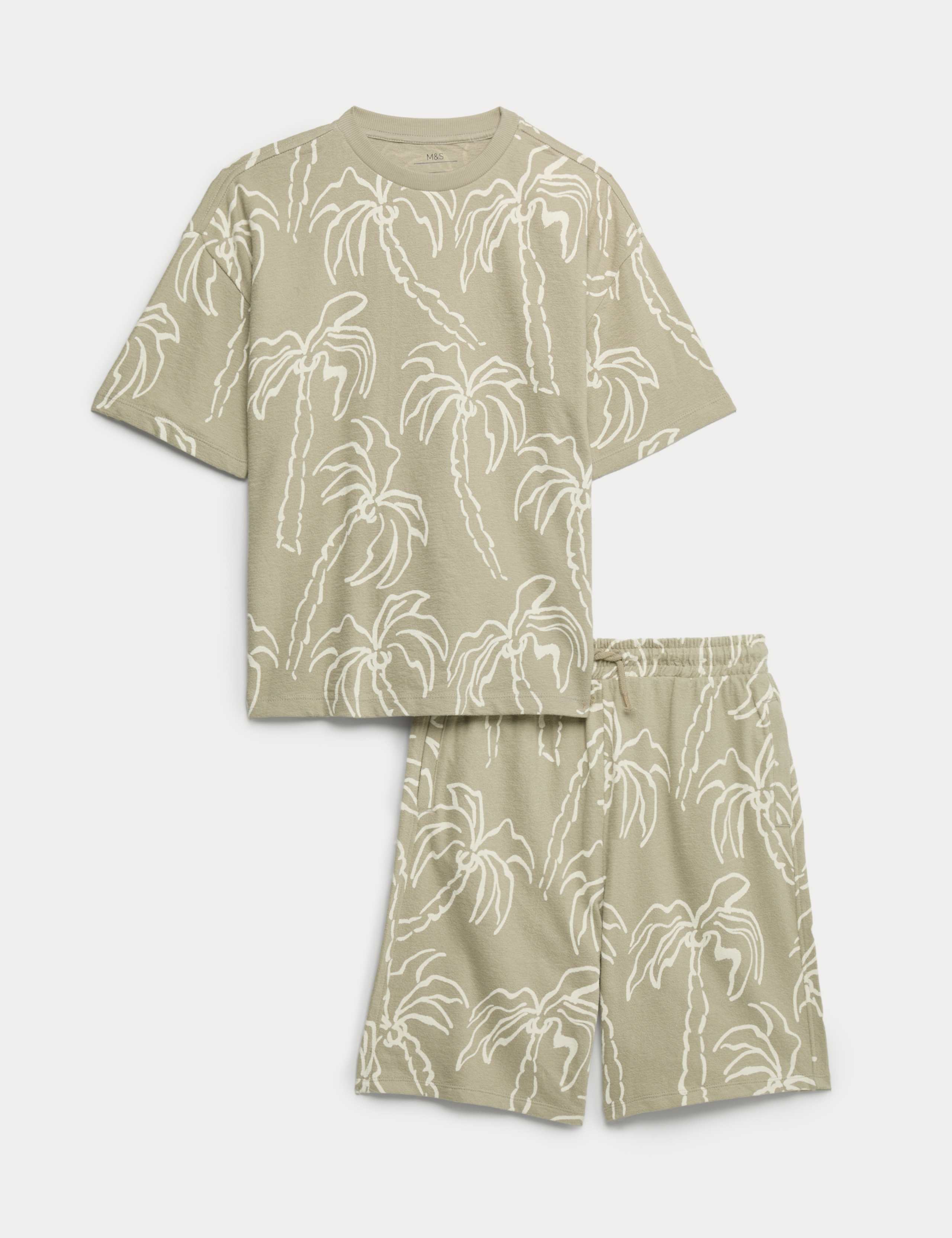 2 Piece Pure Cotton Patterned T-Shirt & Shorts Set (6-16 Years)