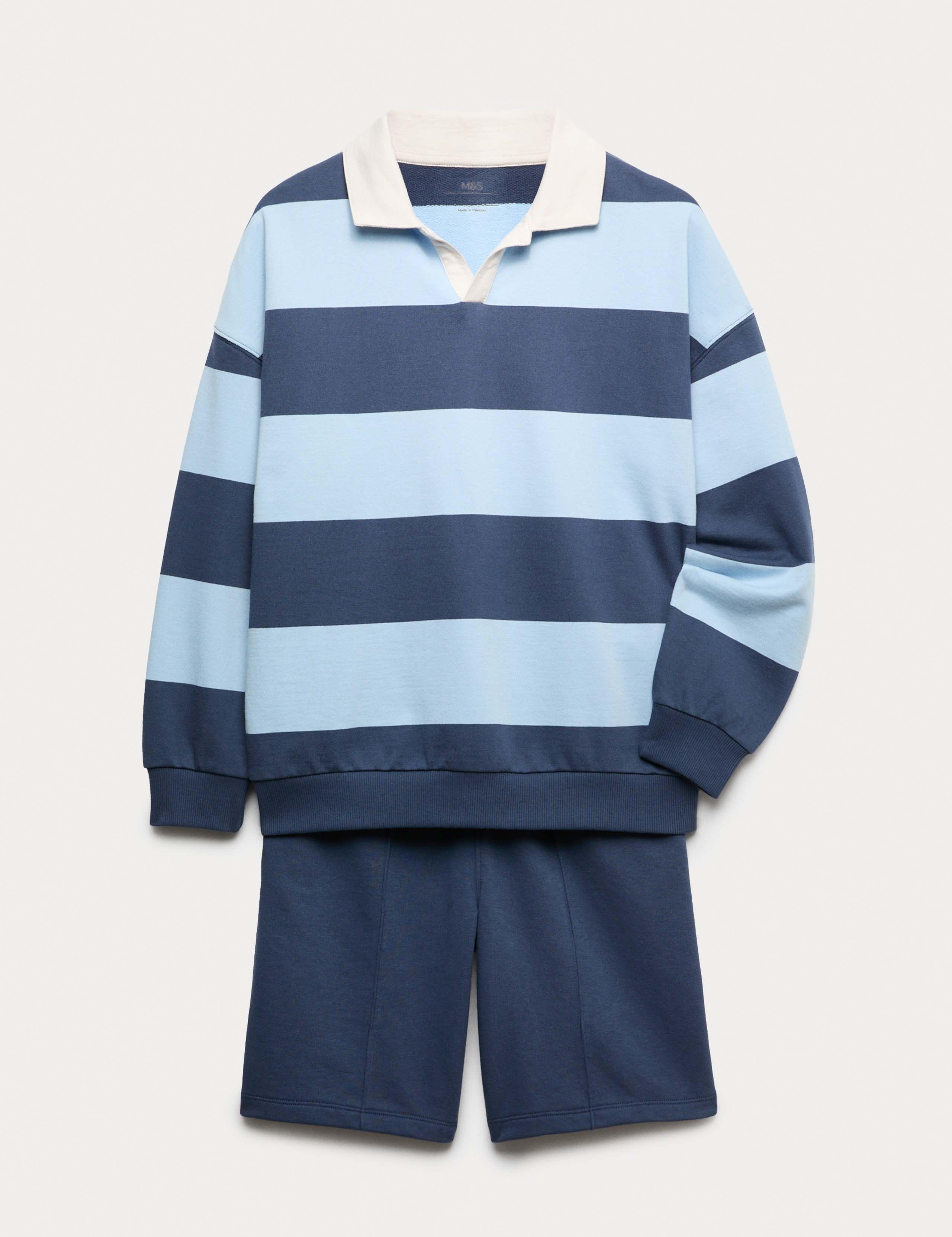 Pure Cotton Rugby Top & Shorts Set (6-16 Yrs)