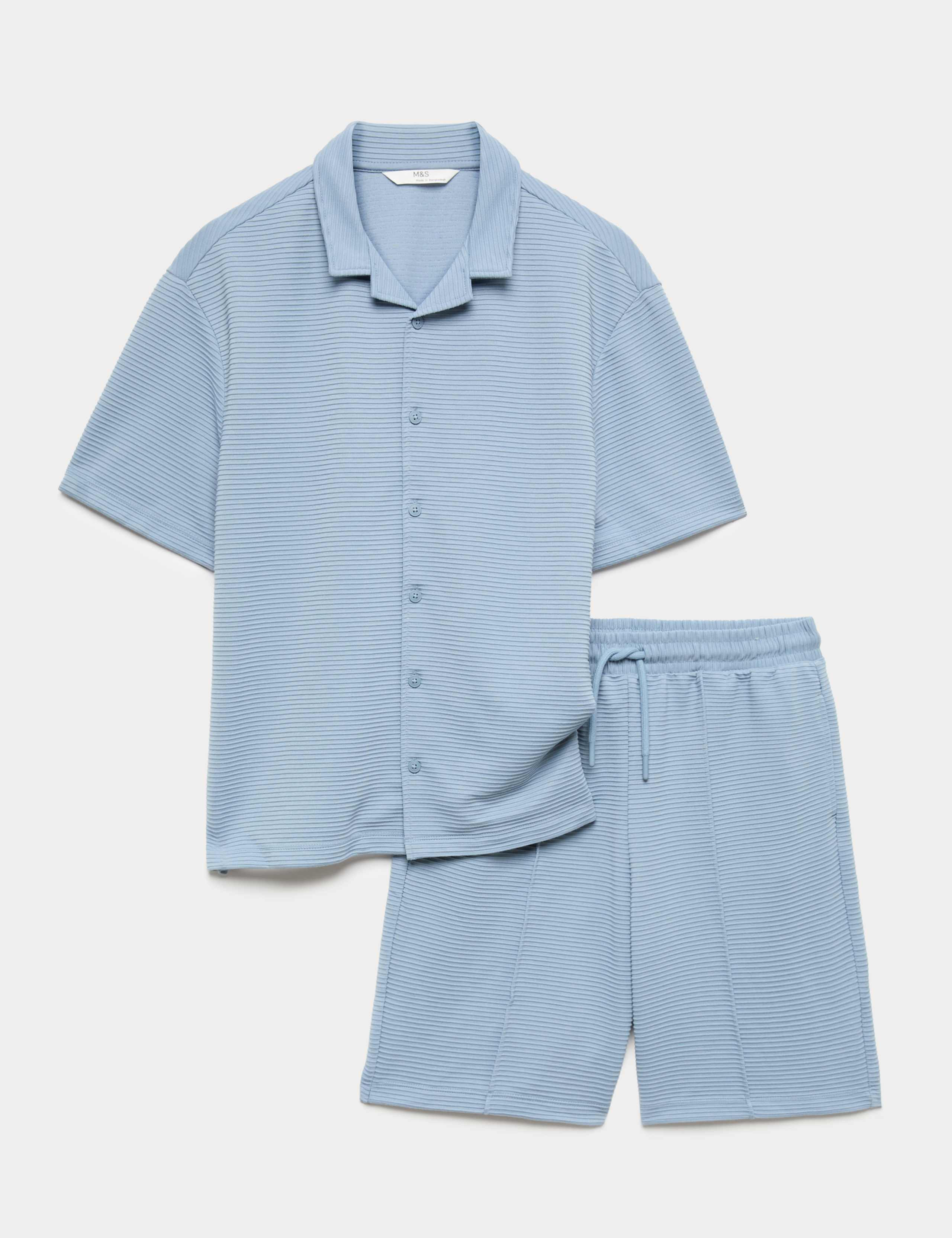 2 Piece Textured Shirt & Shorts Set (6-16 Yrs)