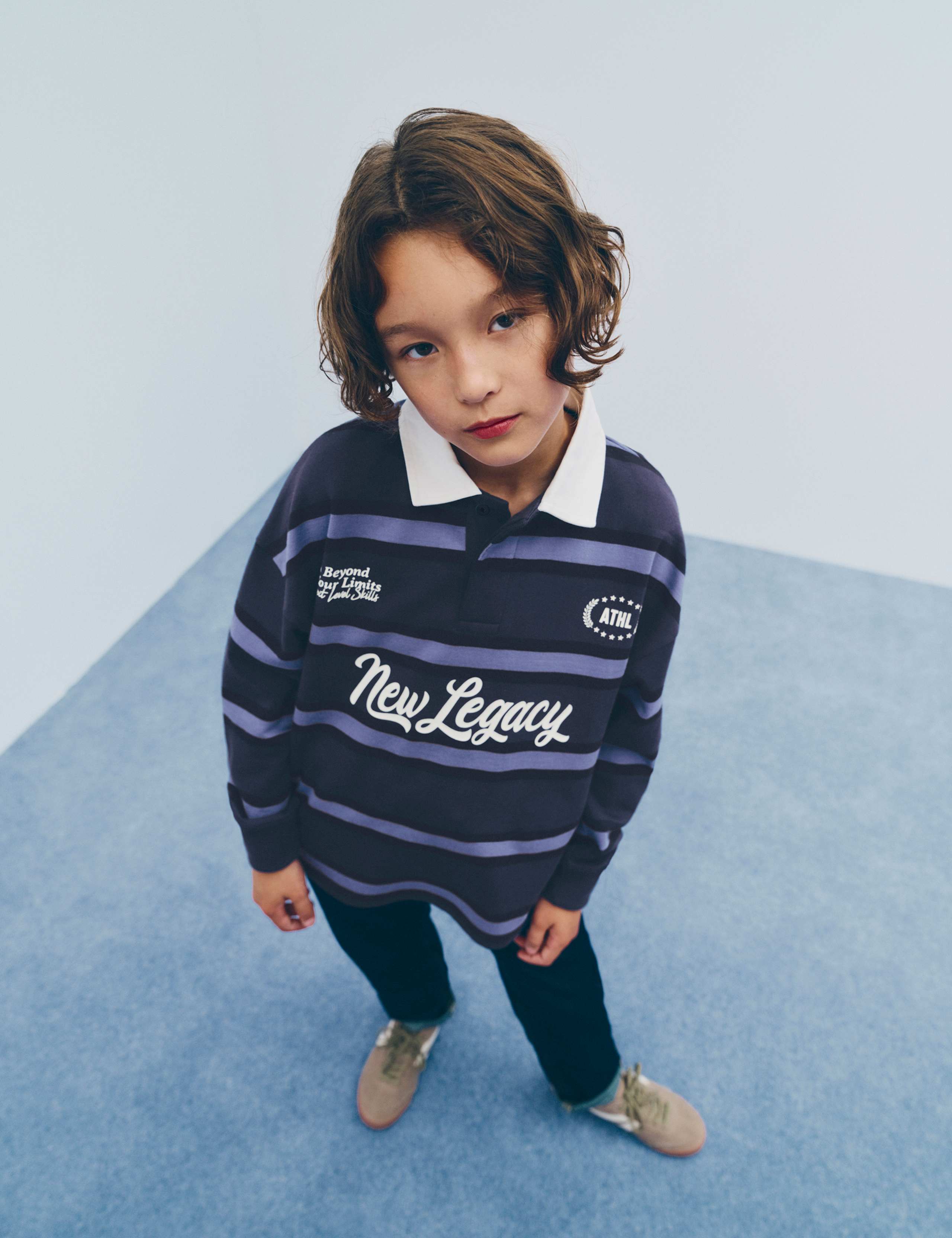Pure Cotton Striped Rugby Top (6-16 Yrs)