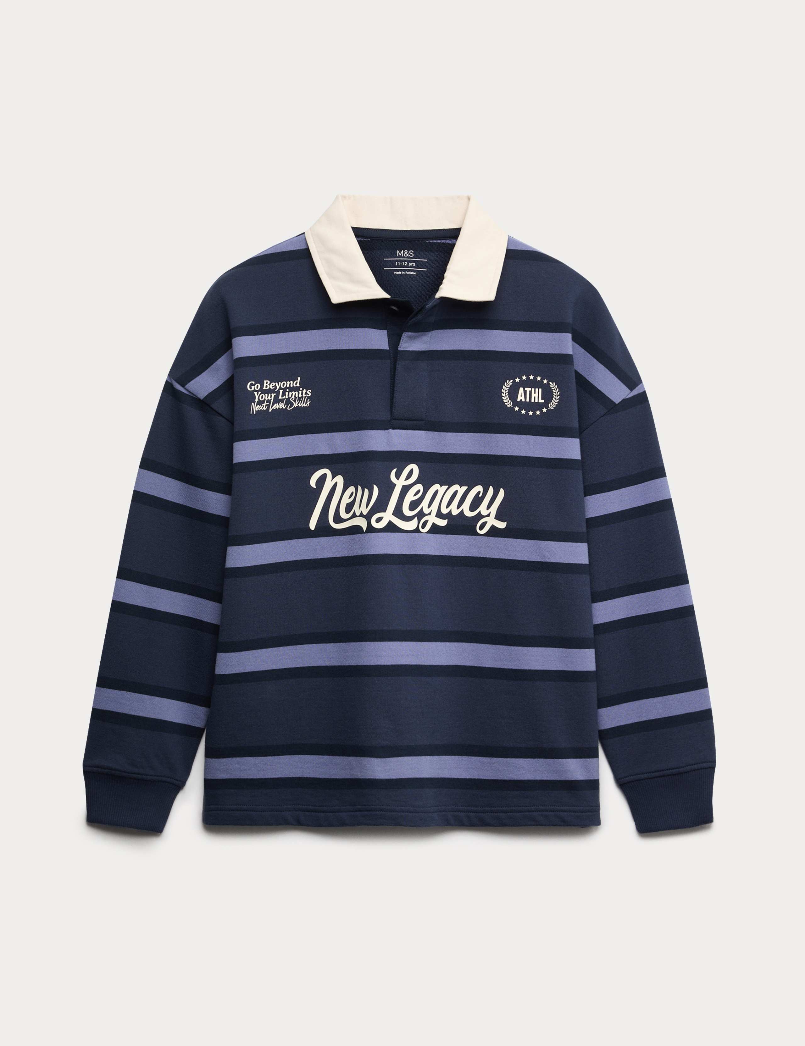 Pure Cotton Striped Rugby Top (6-16 Yrs)