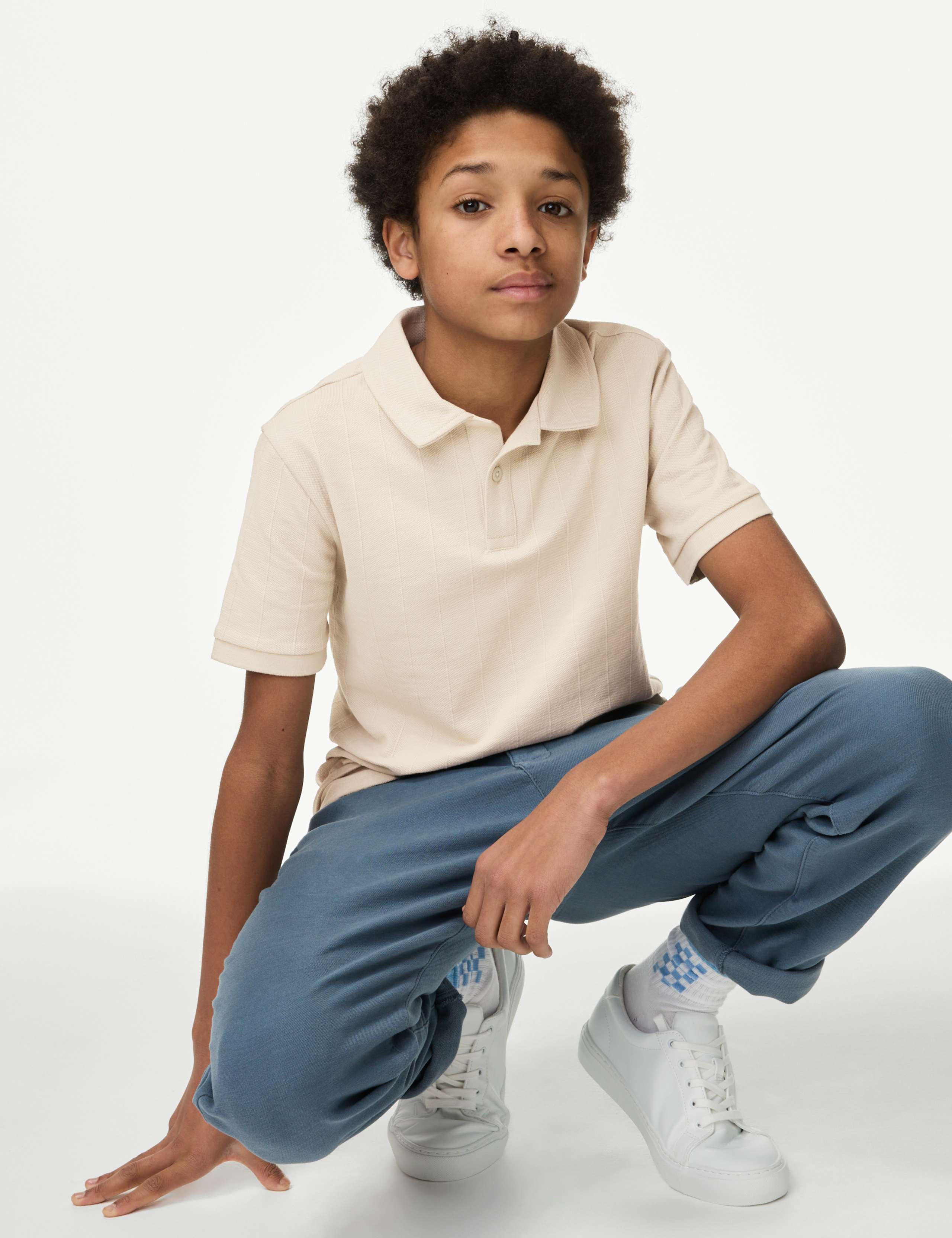 Cotton Rich Textured Polo Shirt (6-16 Yrs)