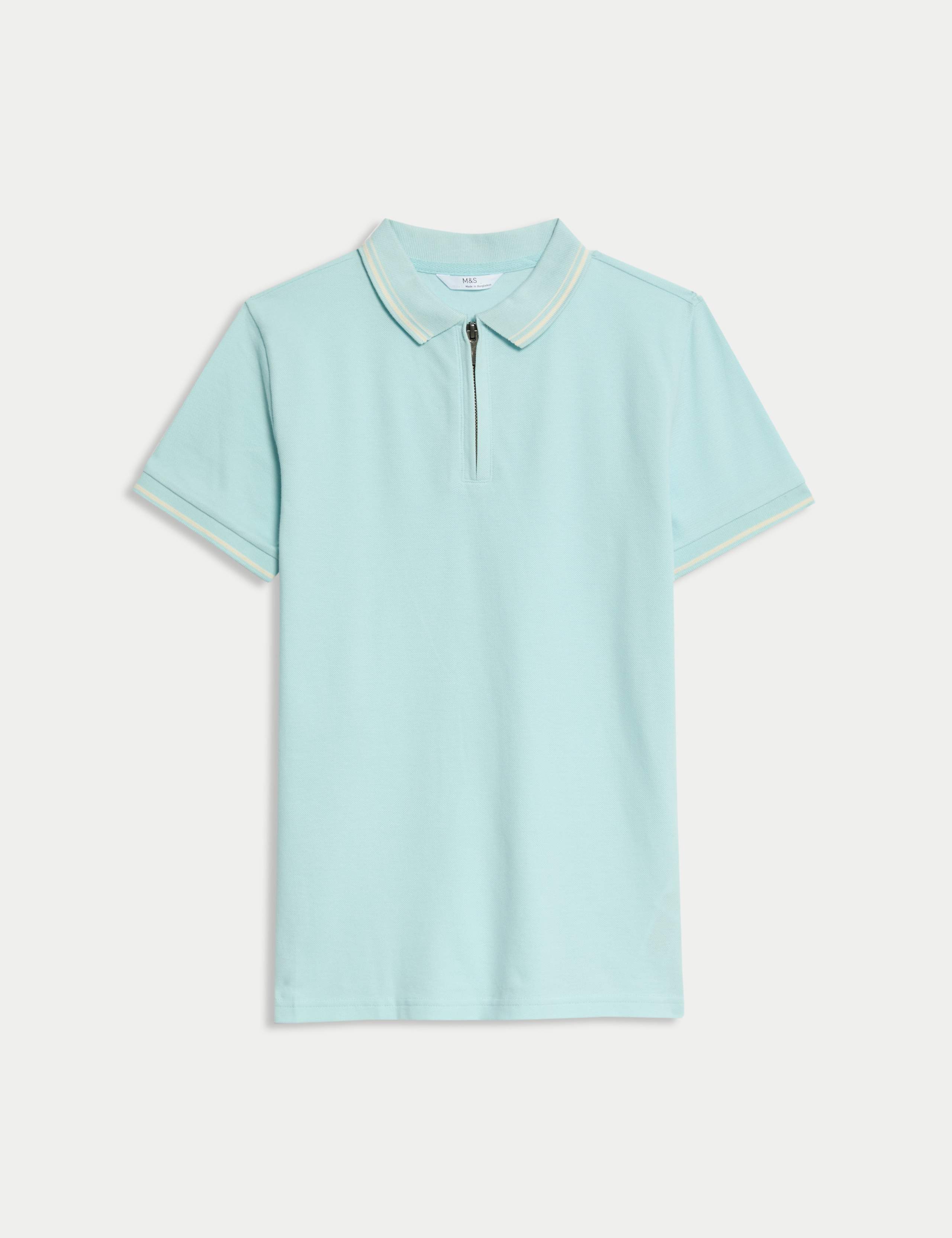Pure Cotton Half Zip Polo Shirt (6-16 Yrs)