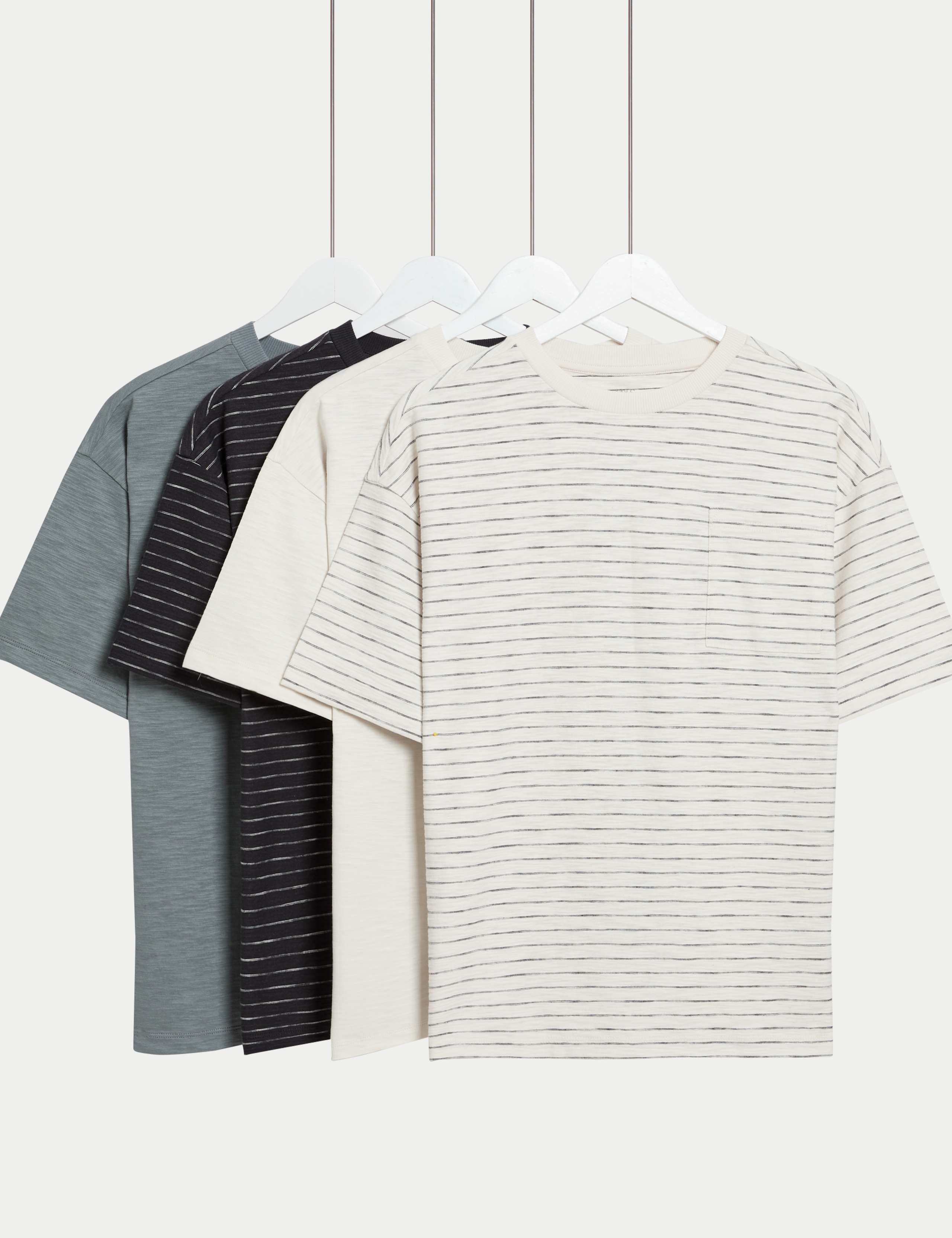 4pk Pure Cotton Striped T-Shirts (6-16 Yrs)