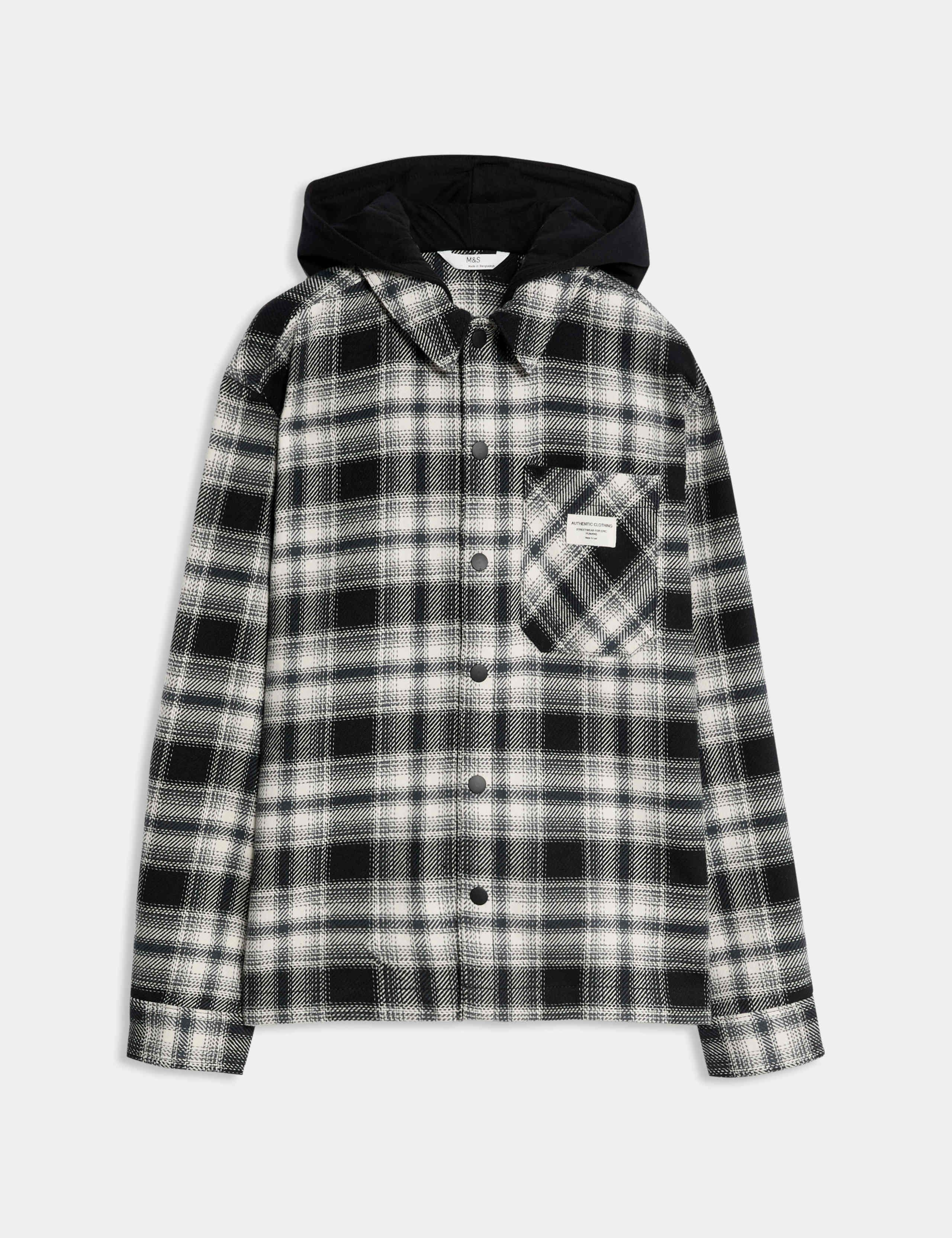 Cotton Rich Hooded Checked Shirt (6-16 Yrs)