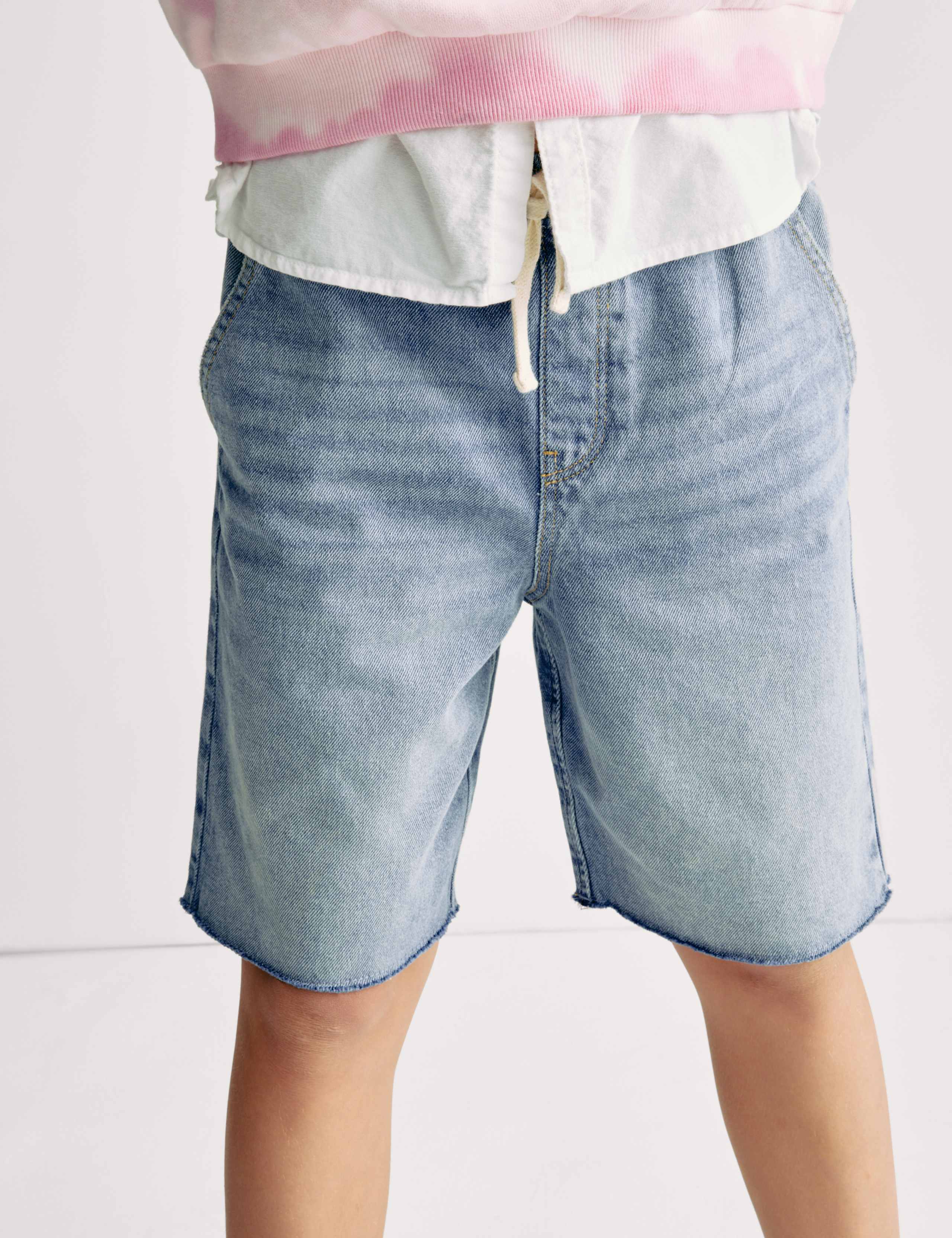 Denim Elasticated Waist Frayed Shorts (6-16 Yrs)