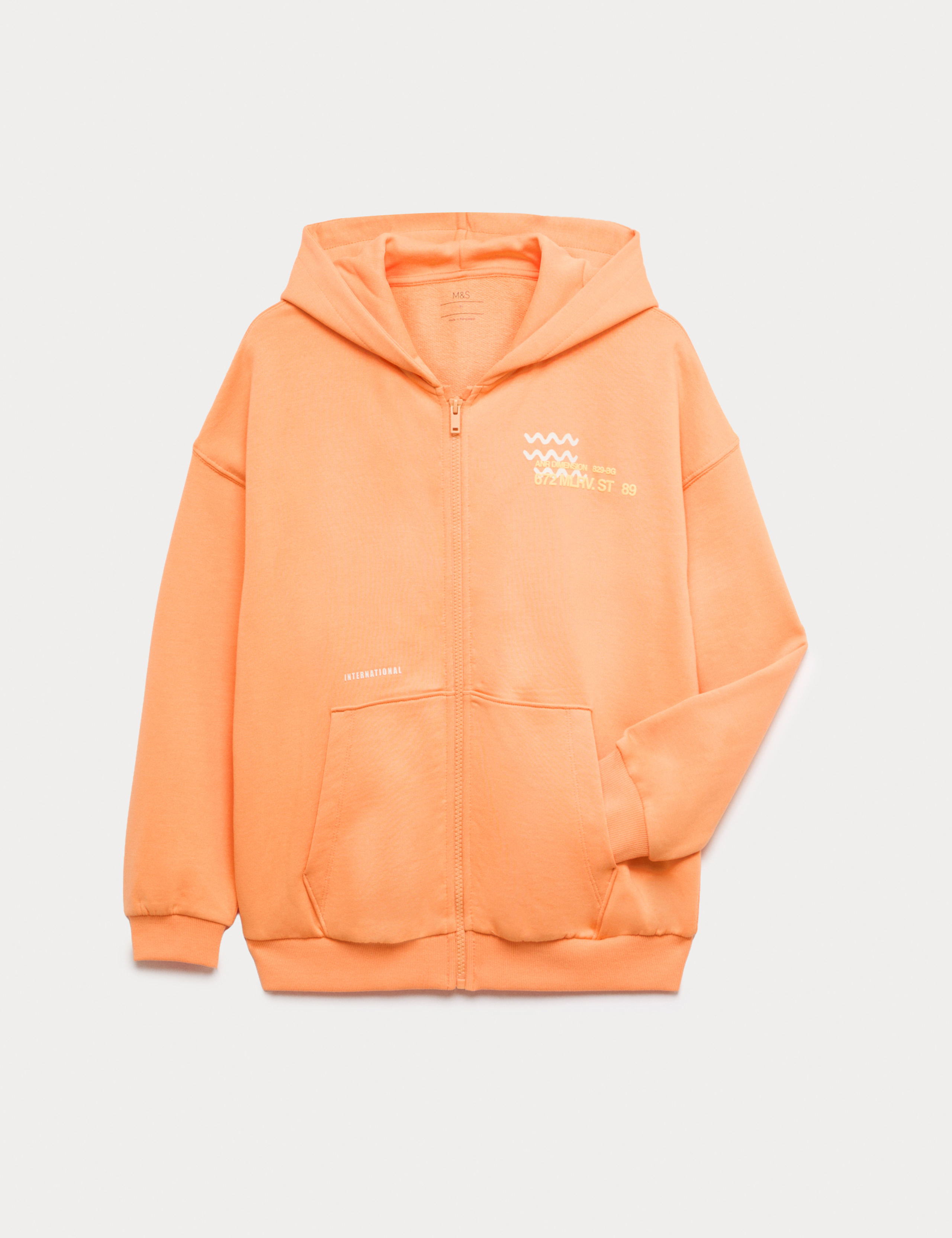 Cotton Rich Zip Through Wave Graphic Hoodie (6-16 Yrs)