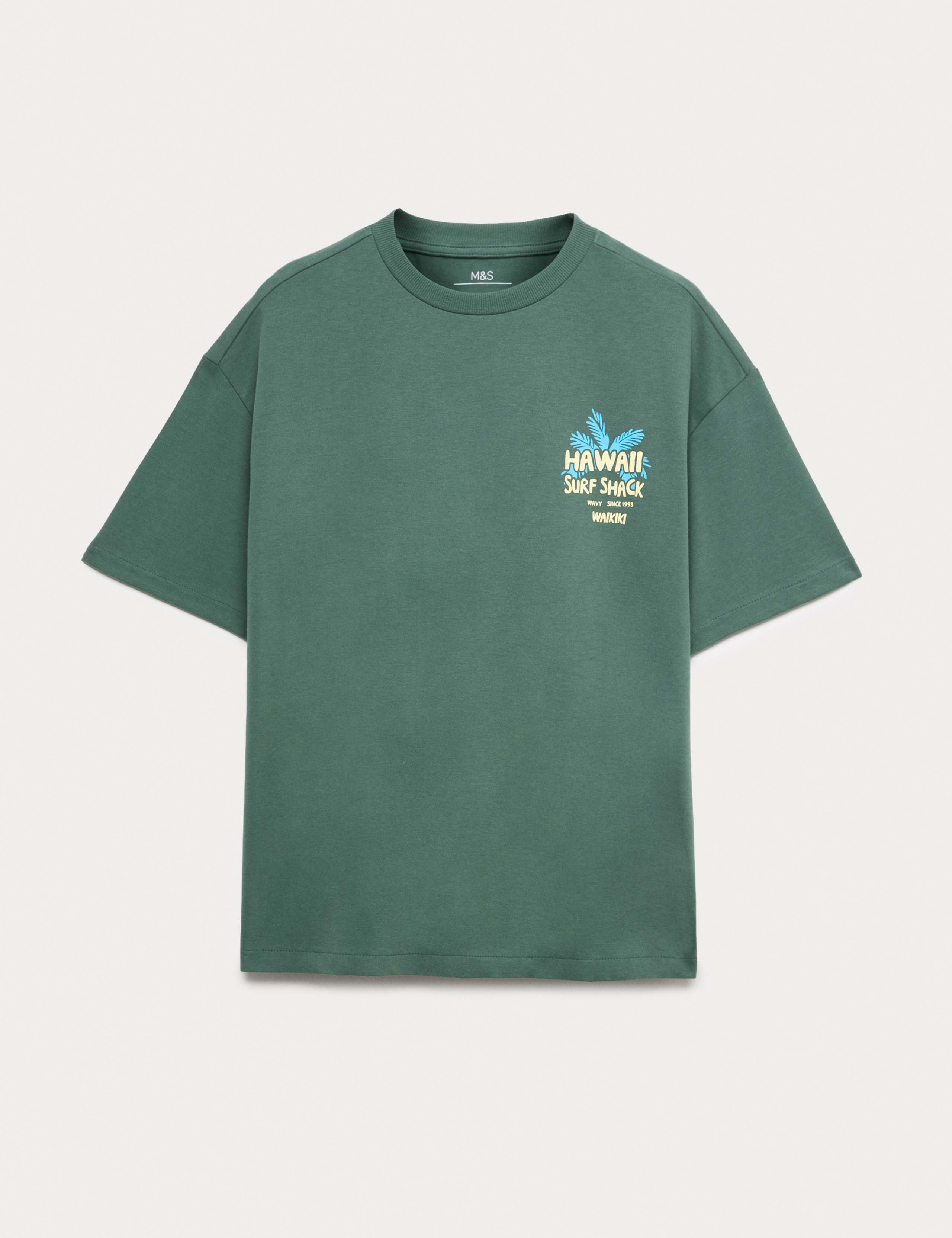 Pure Cotton Hawaii Surf Graphic T-Shirt (6-16 Yrs)