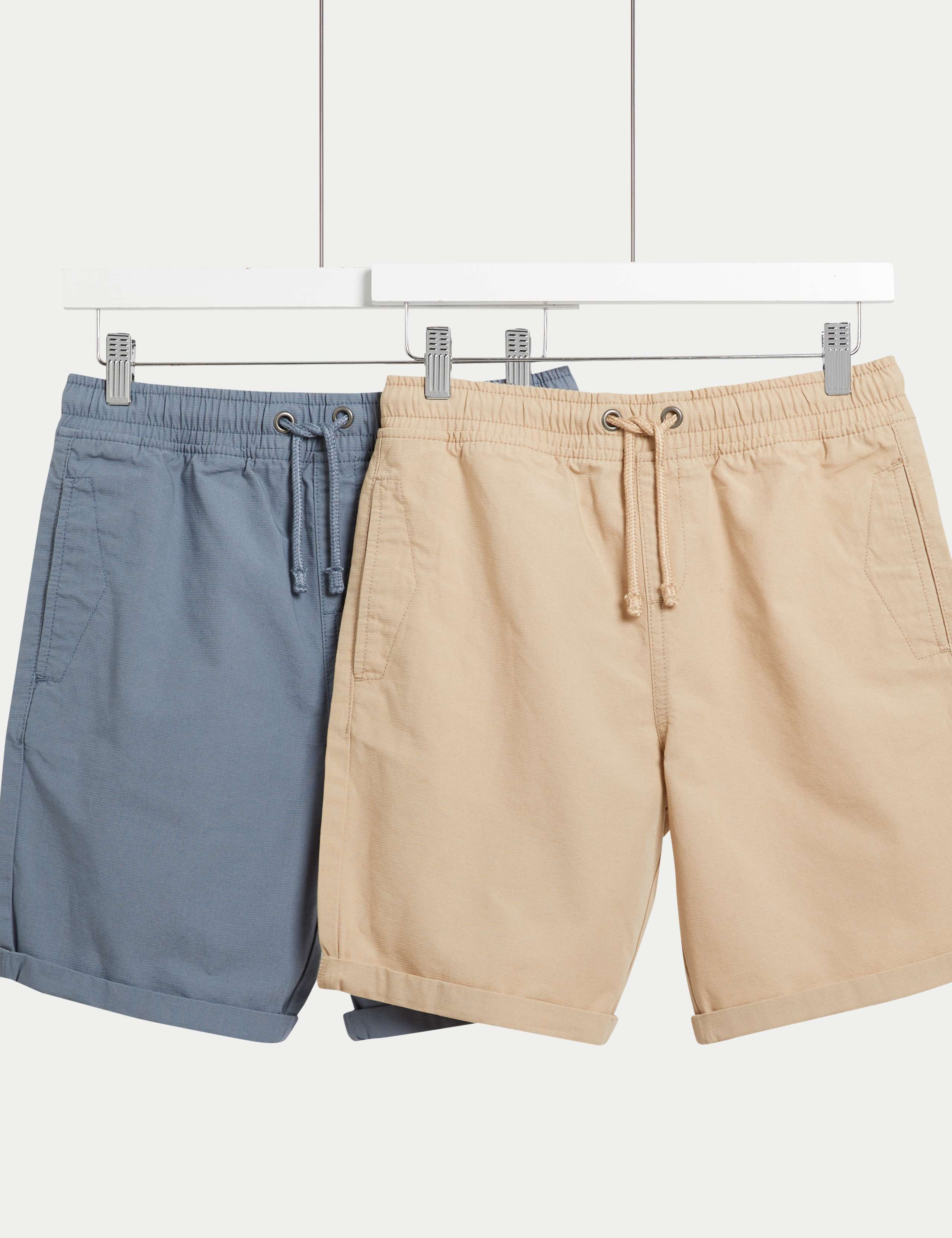 2pk Pure Cotton Ripstop Shorts (6-16 Yrs)