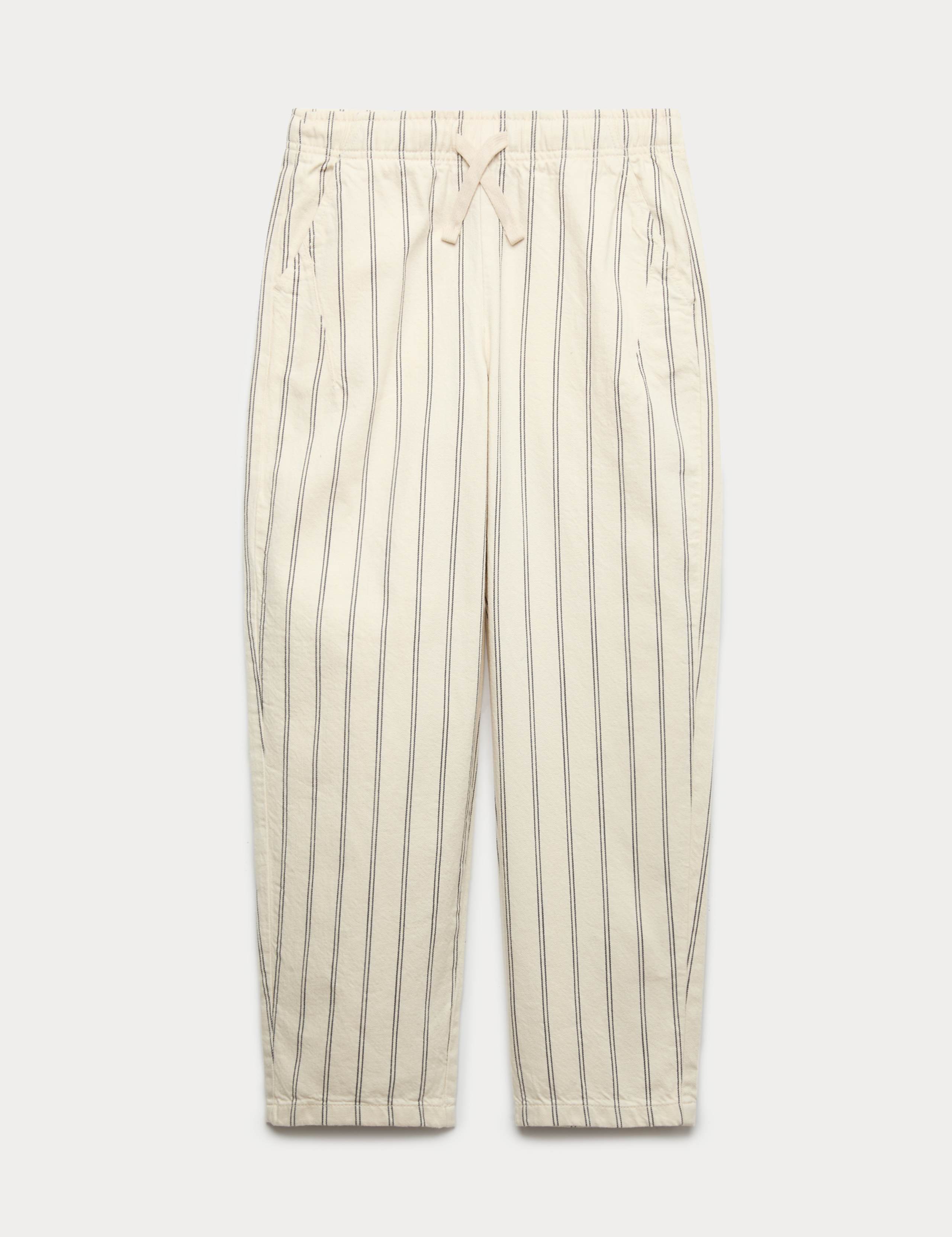 Cotton Rich Striped Lightweight Trousers (6-16 Yrs)