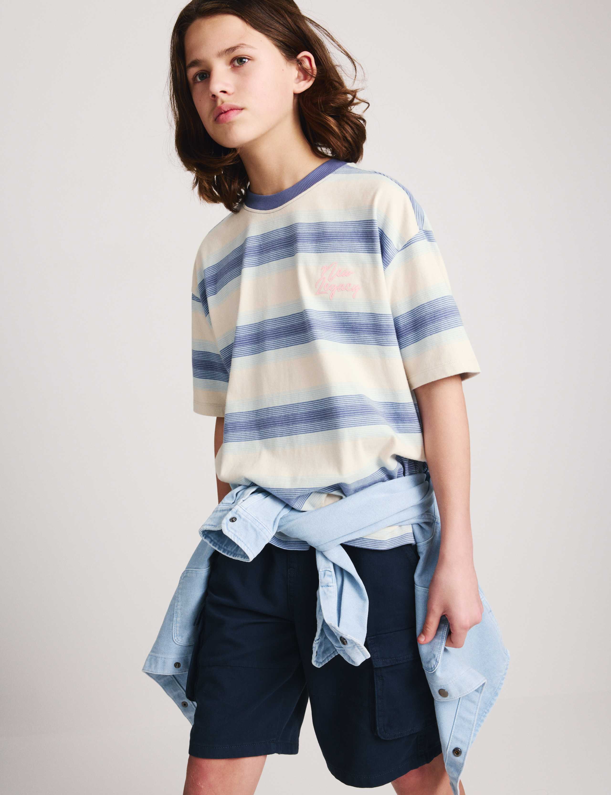Pure Cotton Striped New Legacy T-Shirt (6-16 Yrs)