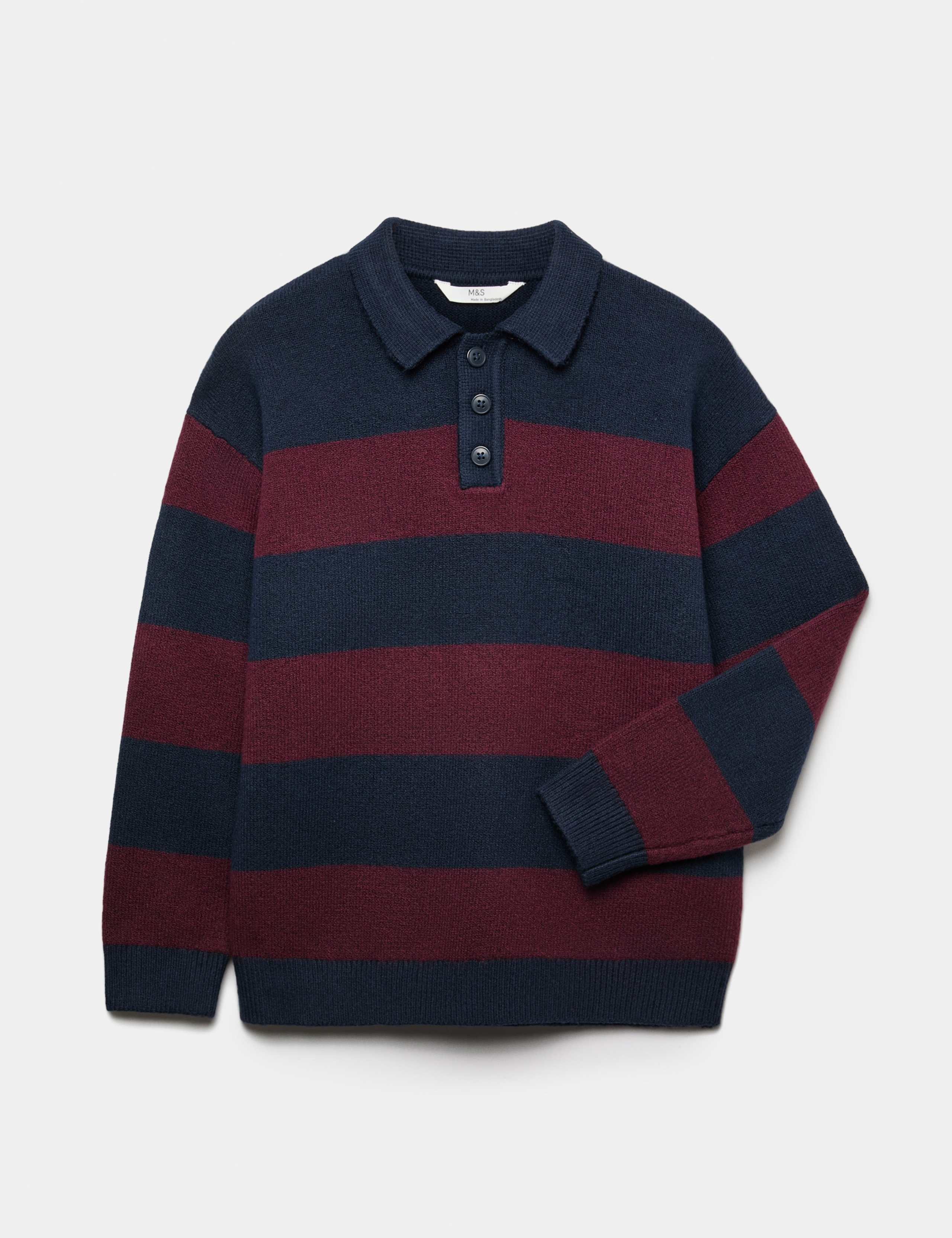Cotton Rich Striped Knitted Rugby Jumper (6-16 Yrs)