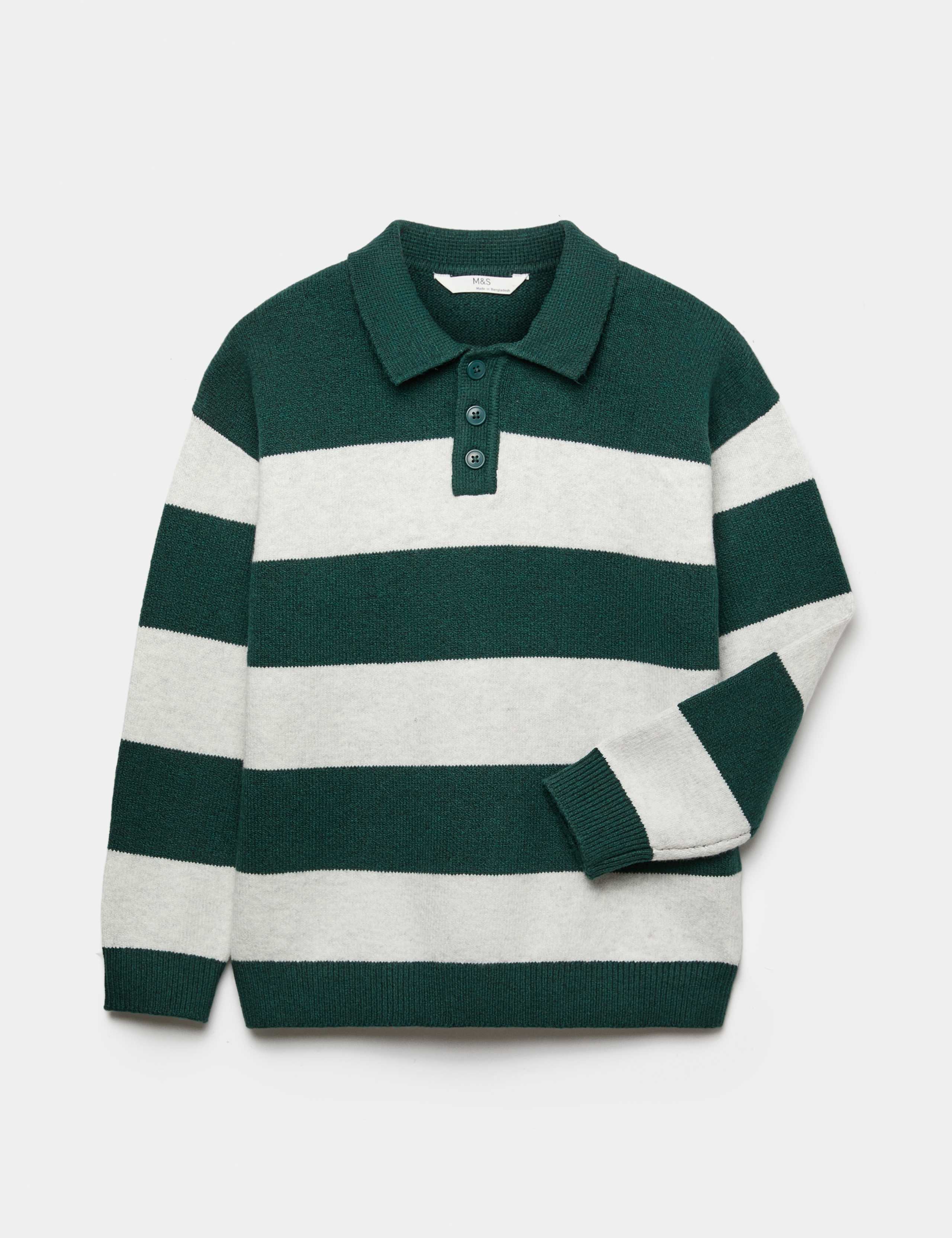 Cotton Rich Striped Knitted Rugby Jumper (6-16 Yrs)
